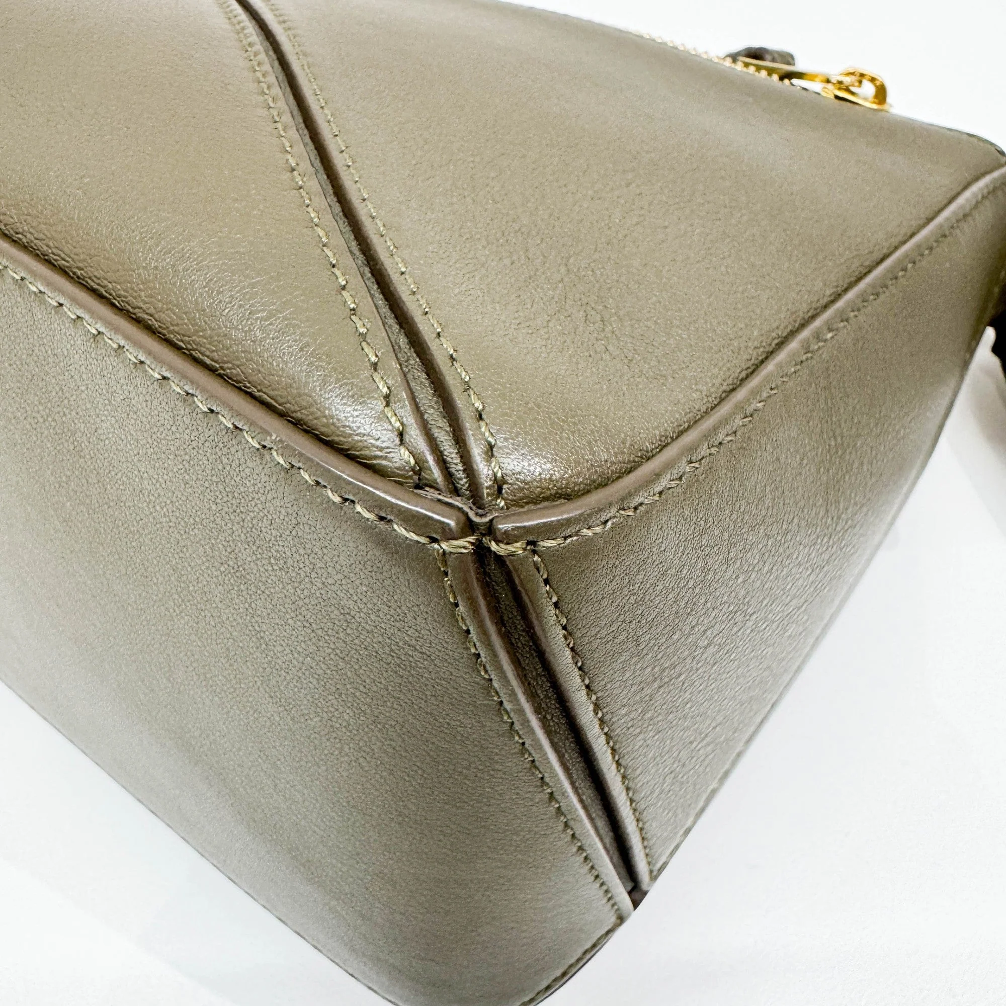 Puzzle Army Green Leather Two Way Bag - Image 12