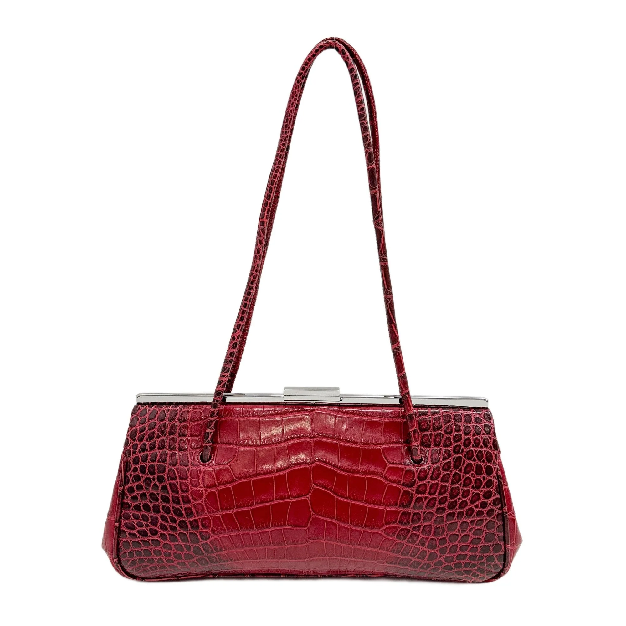 Red Crocodile Leather Shoulder Bag - Image 2