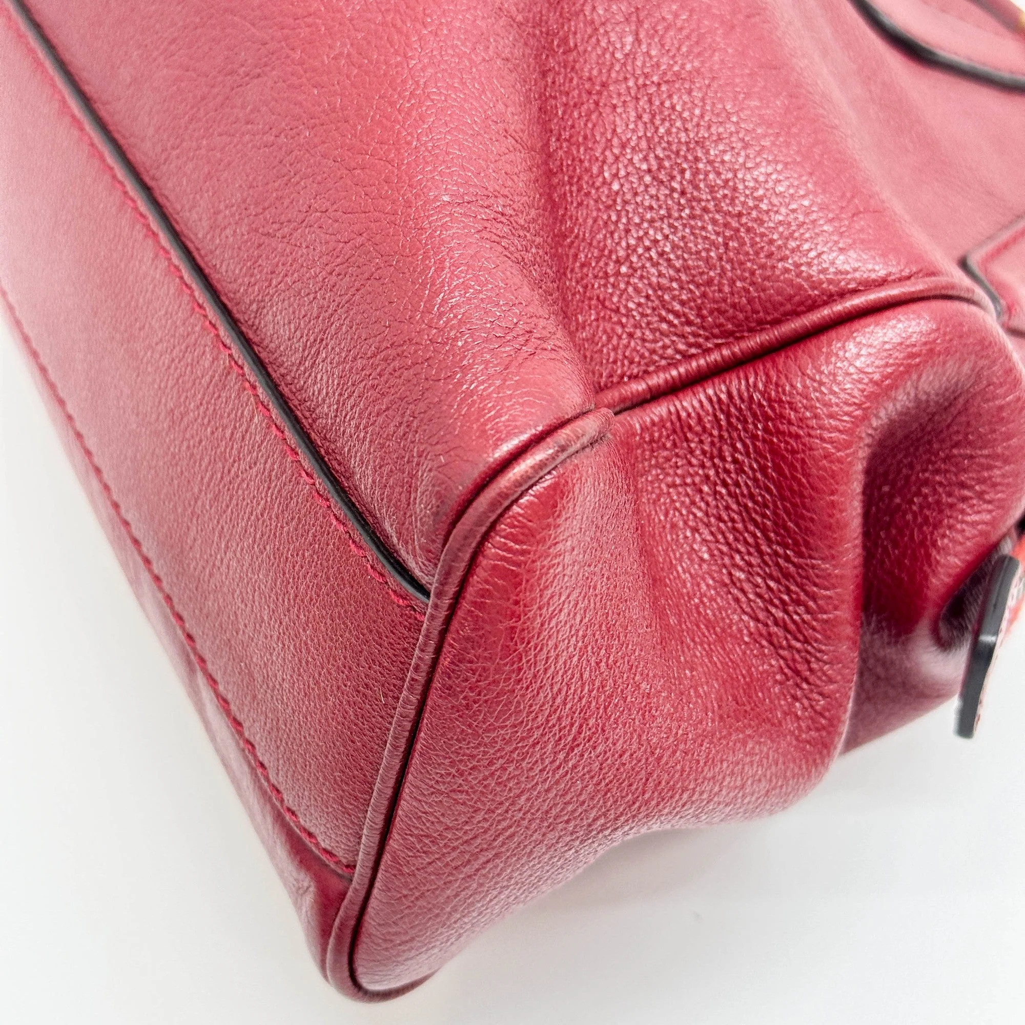 Red Leather Two Way Bag - Image 10
