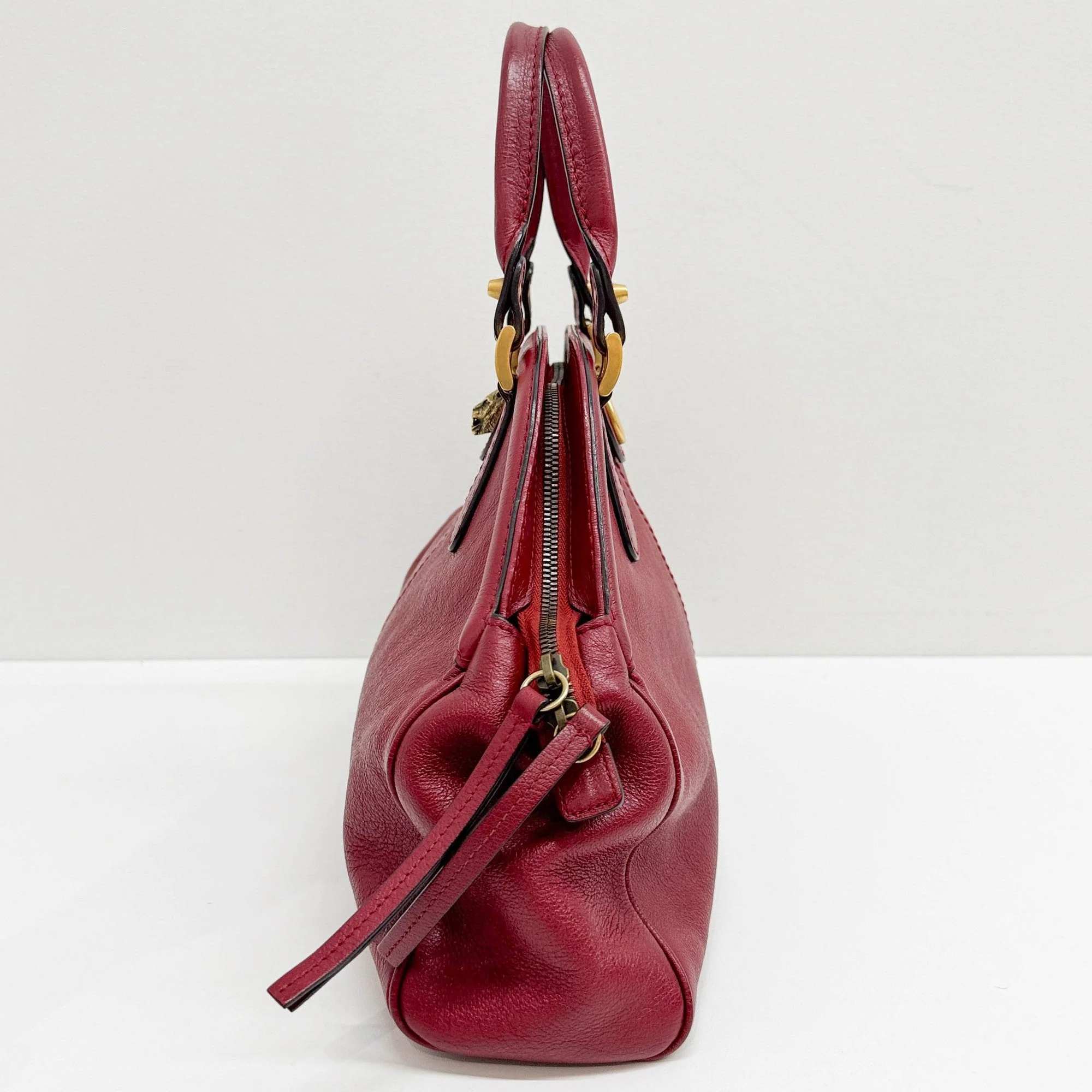 Red Leather Two Way Bag - Image 5