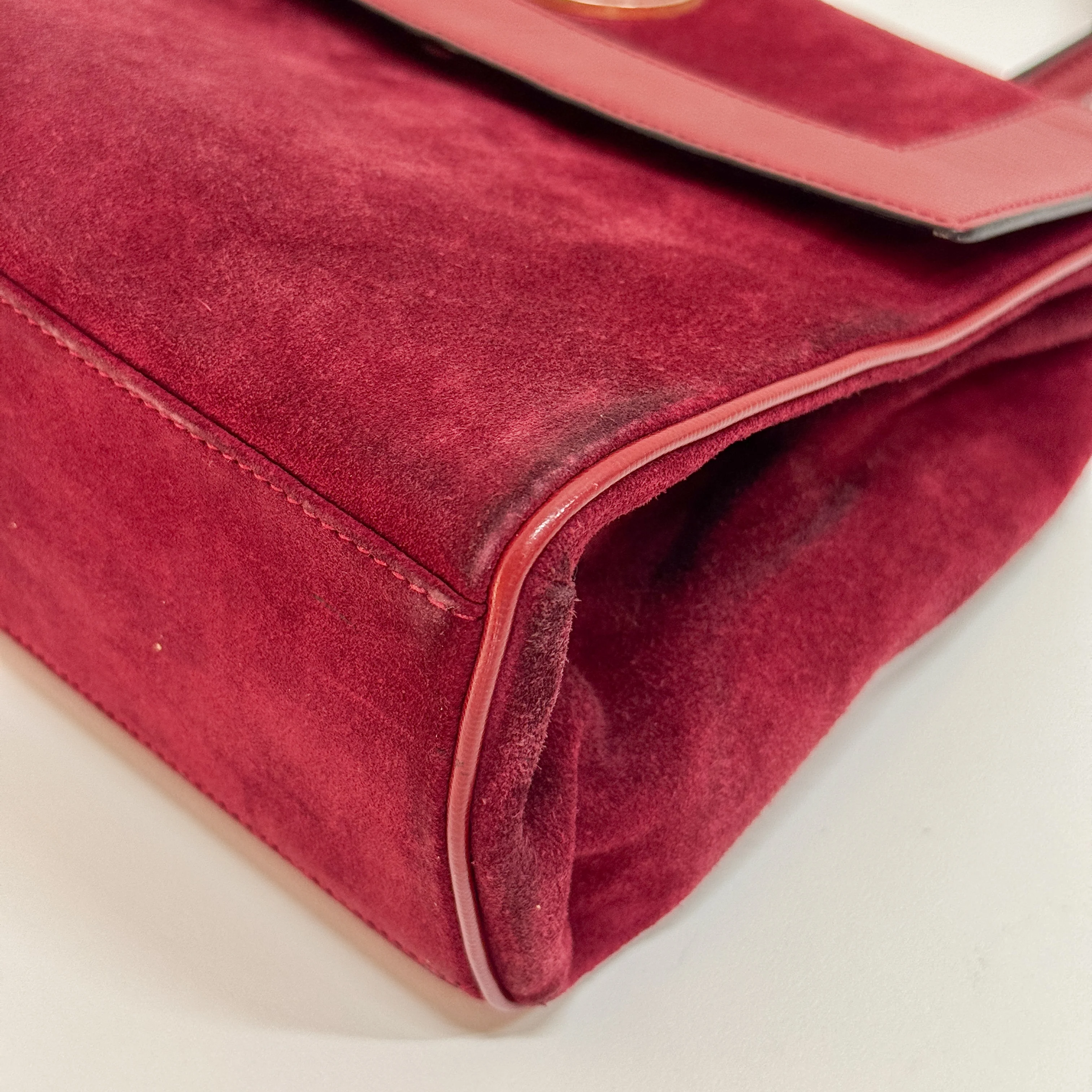 Red Suede Handbag - Image 10