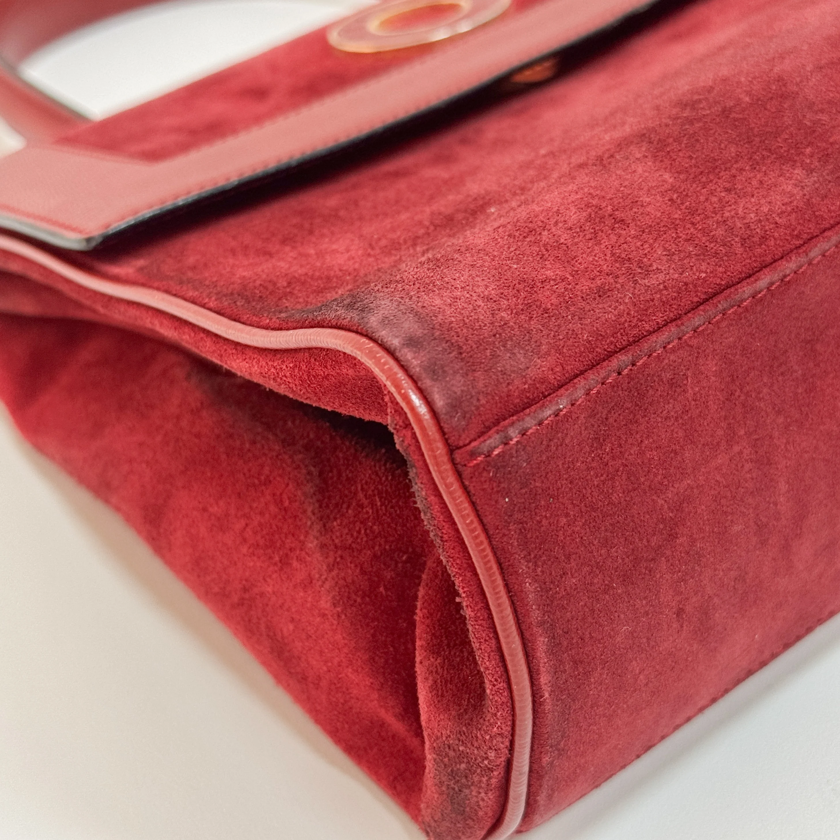 Red Suede Handbag - Image 9
