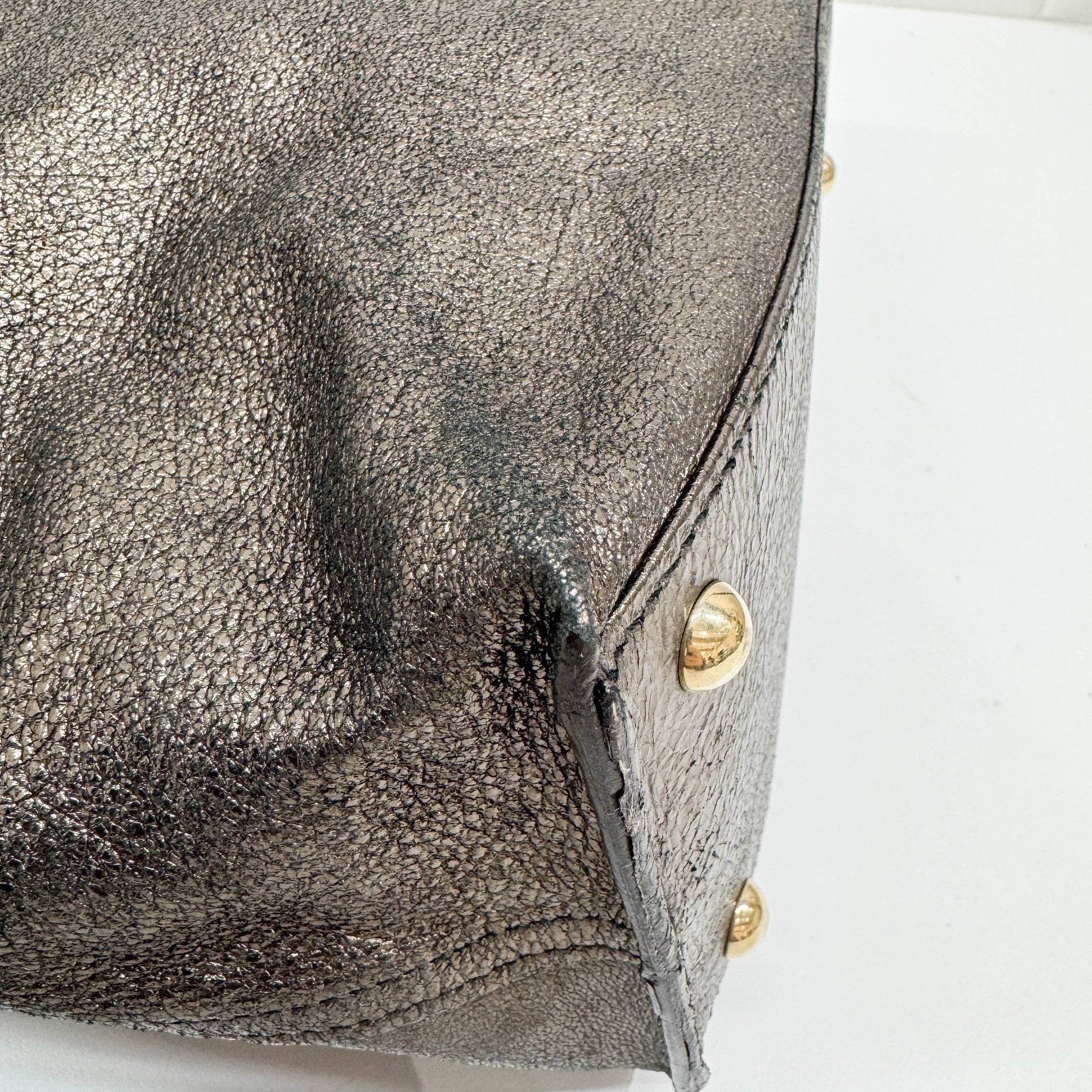 Reversible Drawstring Gold & Black Leather Tote Bag - Image 12