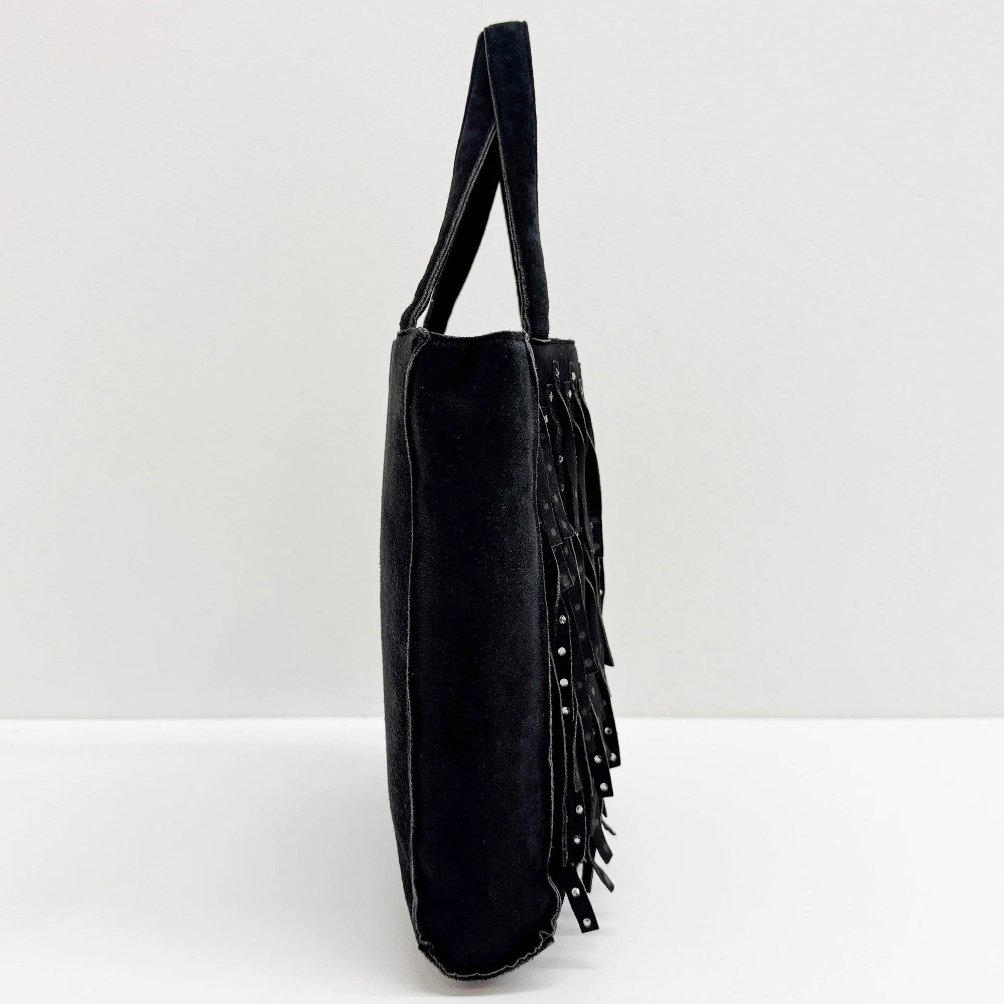 2000-2002 Rhinestone Details Black Suede Hand Bag - Image 4