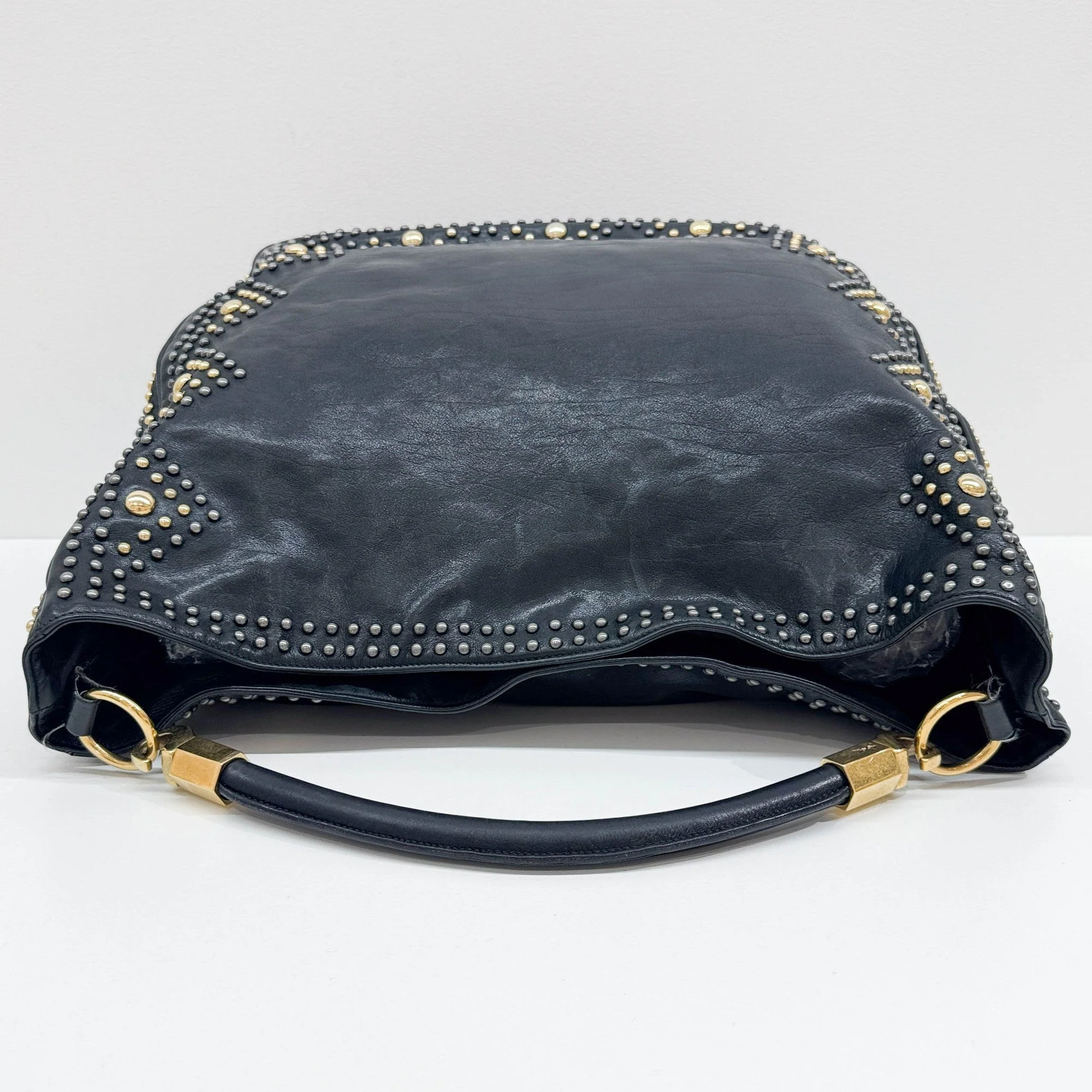 Roadie Black Leather with Stud Details Shoulder Bag - Image 7