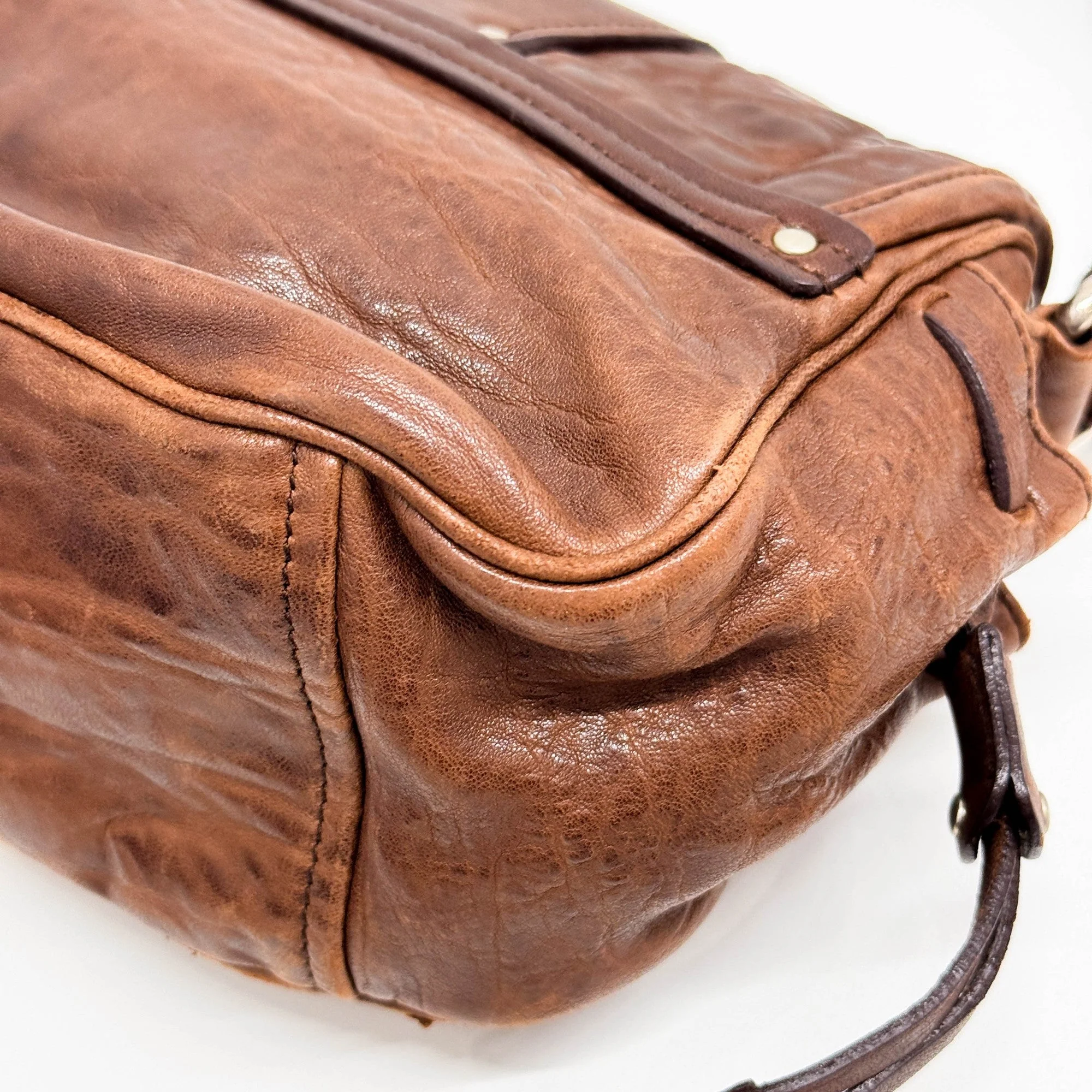 Rose Buckle Brown Leather Shoulder Bag - Image 10