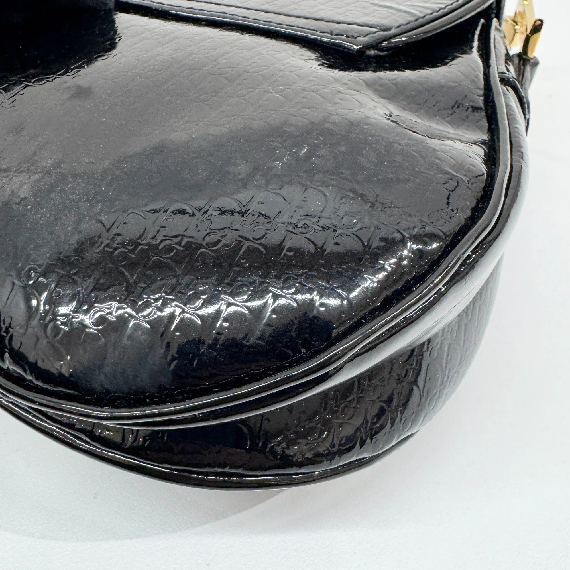 Saddle Black Patent Leather Shoulder Bag - Image 15