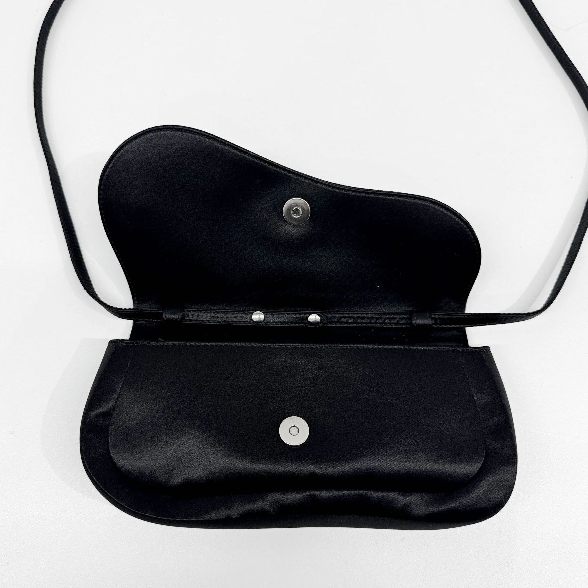 Saddle Black Silk Shoulder Bag - Image 14