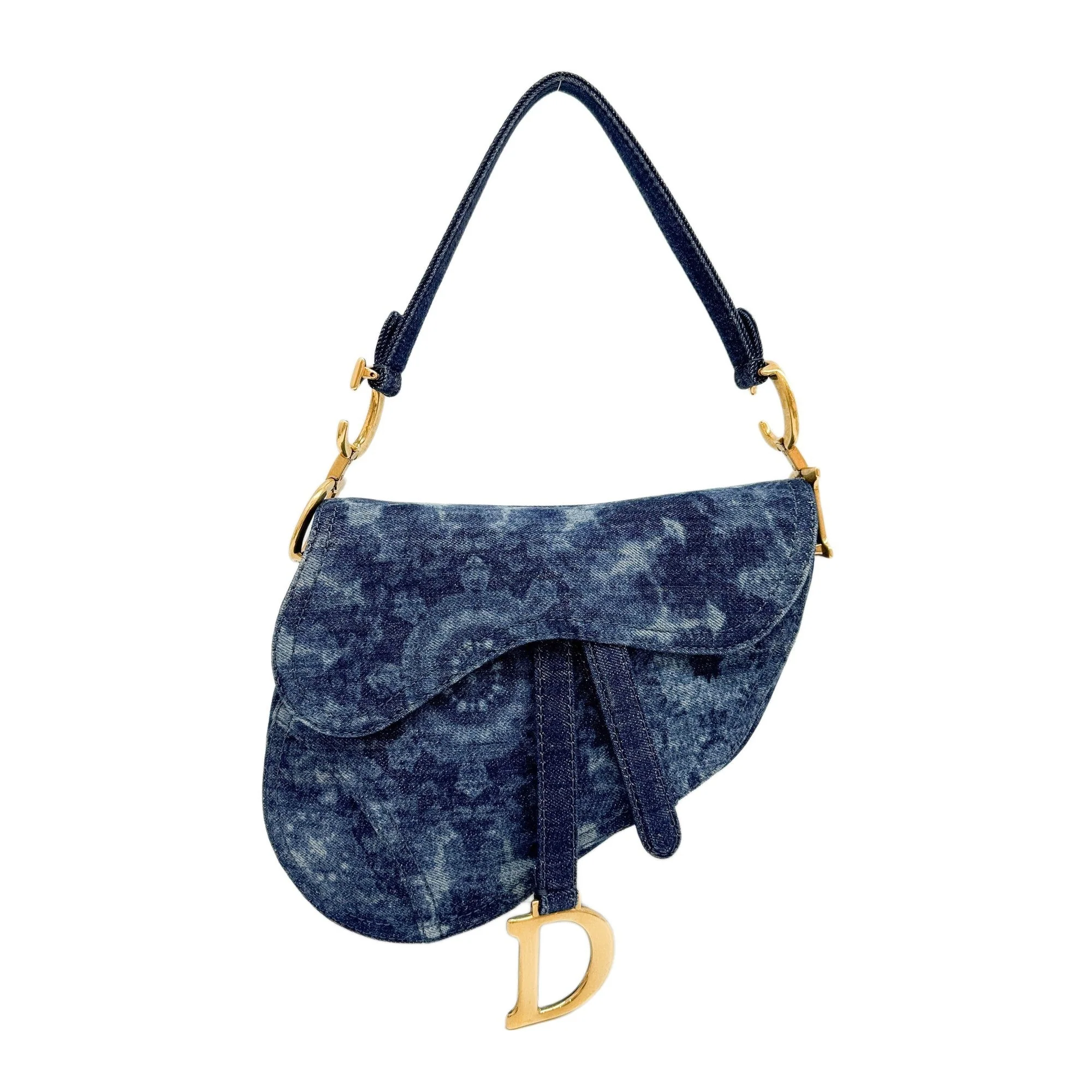 Saddle Blue Denim Shoulder Bag