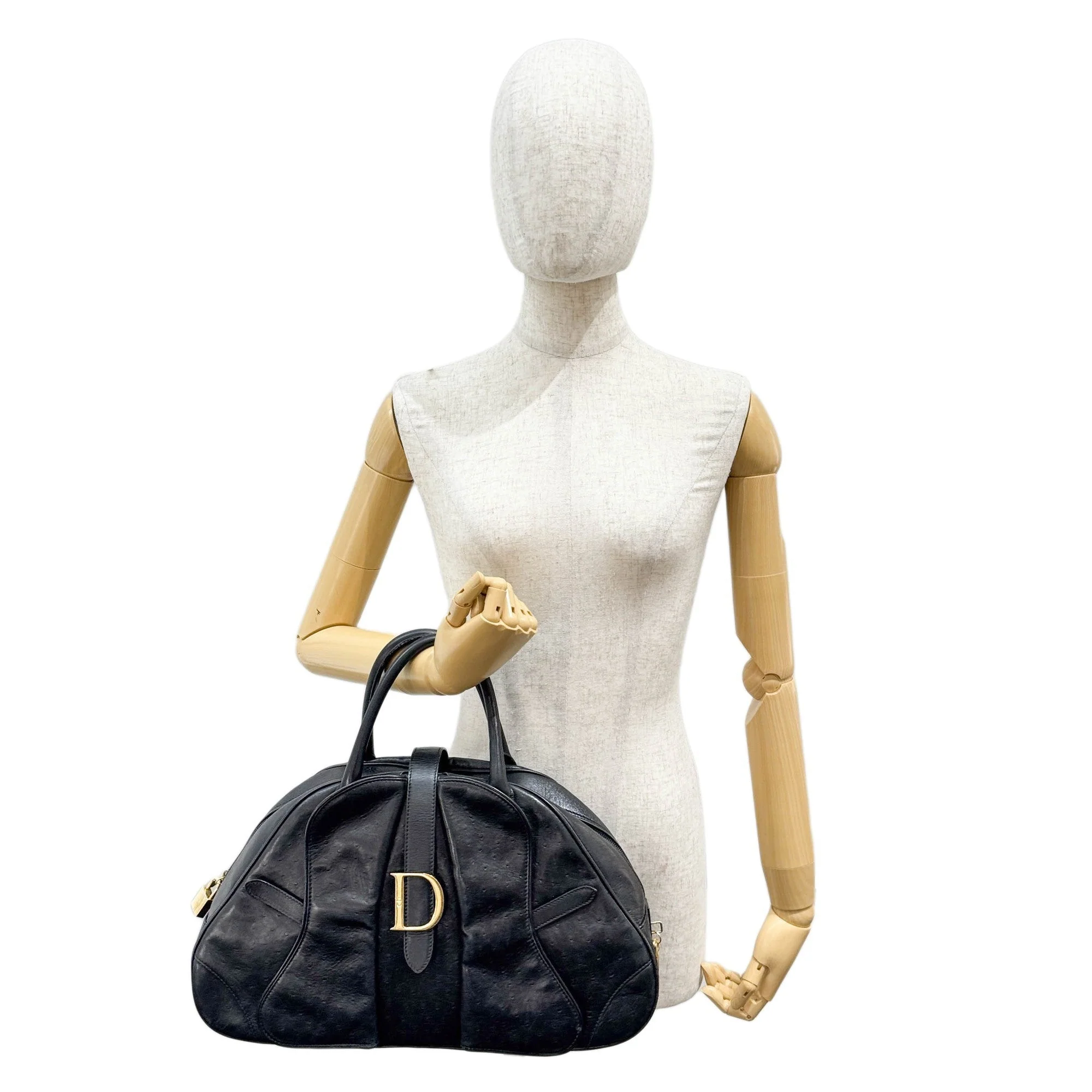 Saddle Bowler Black Leather Hand Bag - Image 3