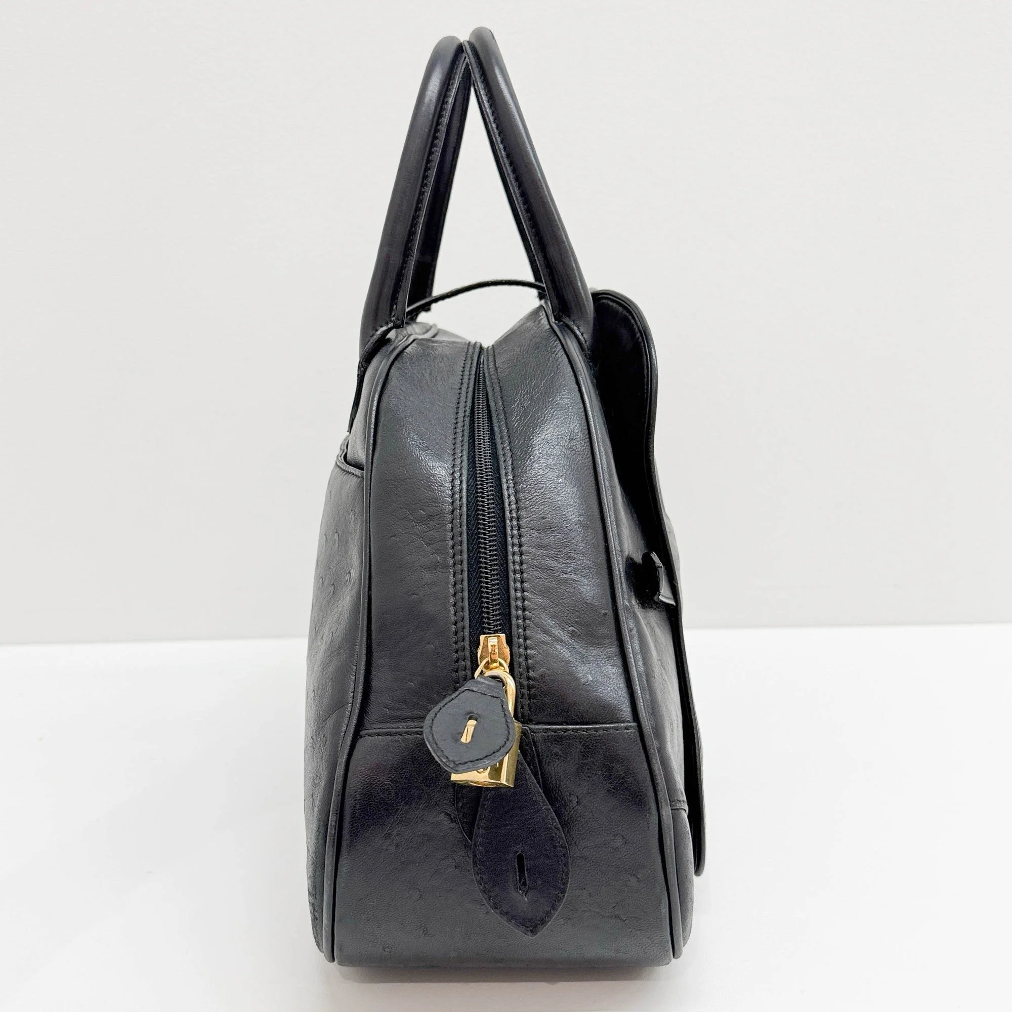 Saddle Bowler Black Leather Hand Bag - Image 4