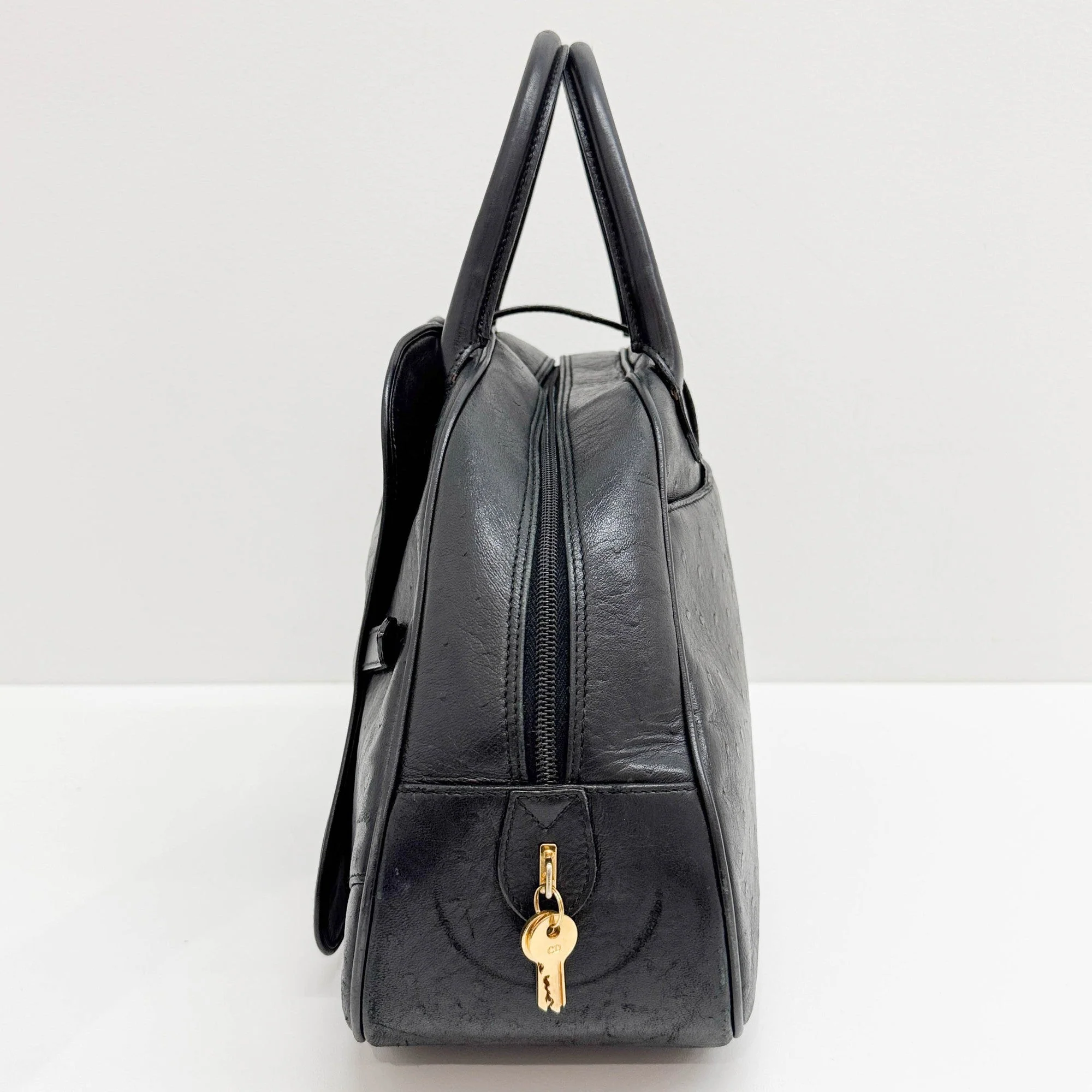 Saddle Bowler Black Leather Hand Bag - Image 5