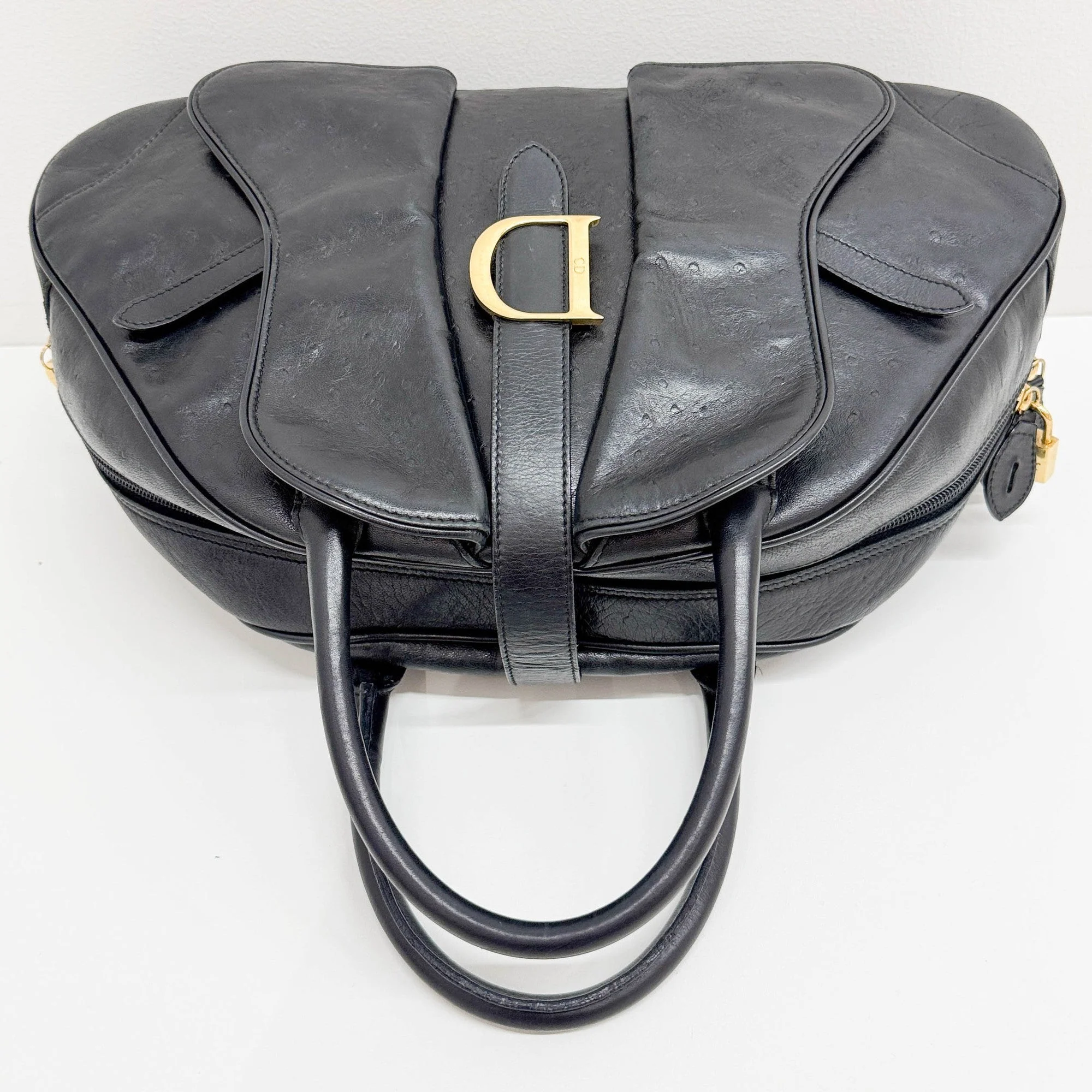 Saddle Bowler Black Leather Hand Bag - Image 6