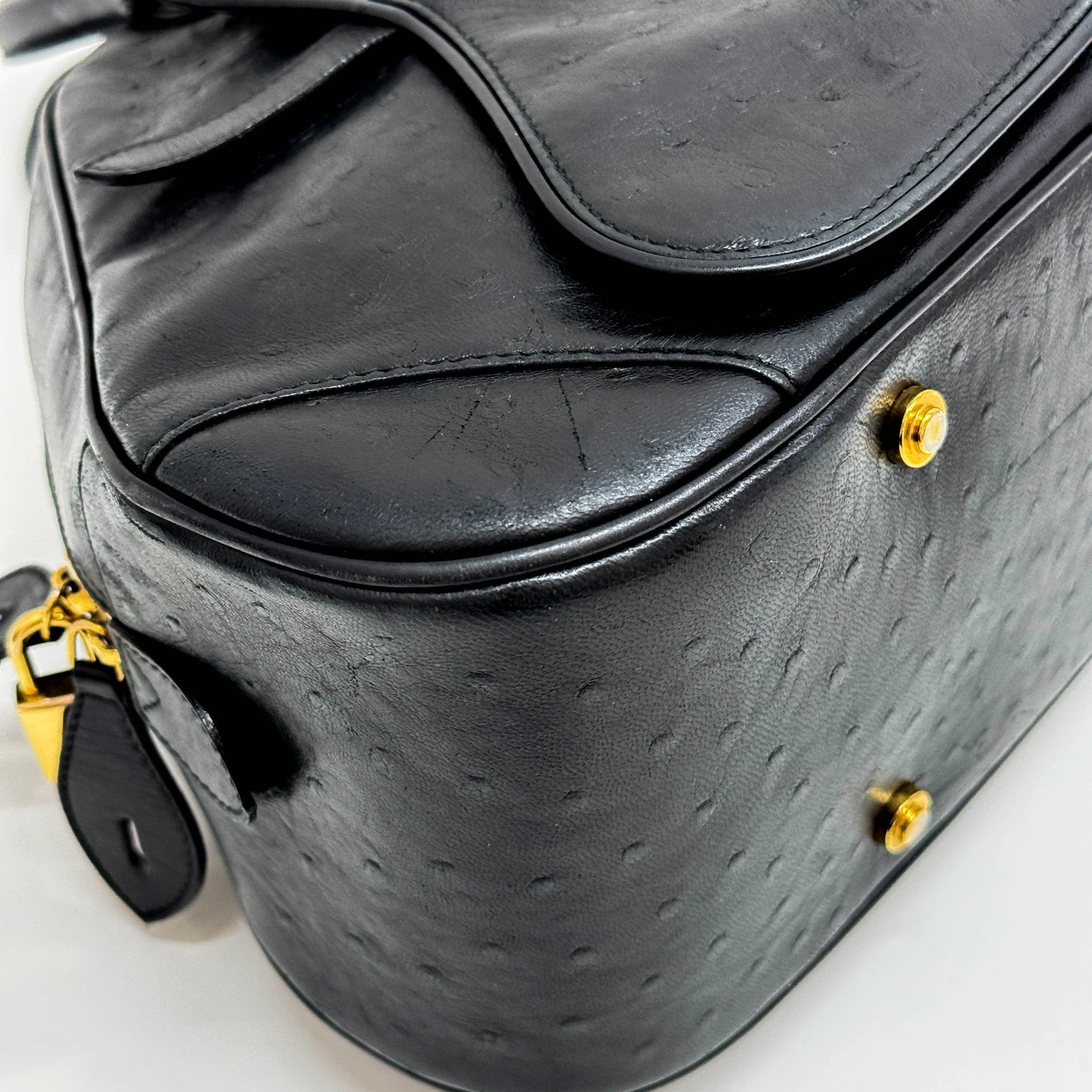 Saddle Bowler Black Leather Hand Bag - Image 8