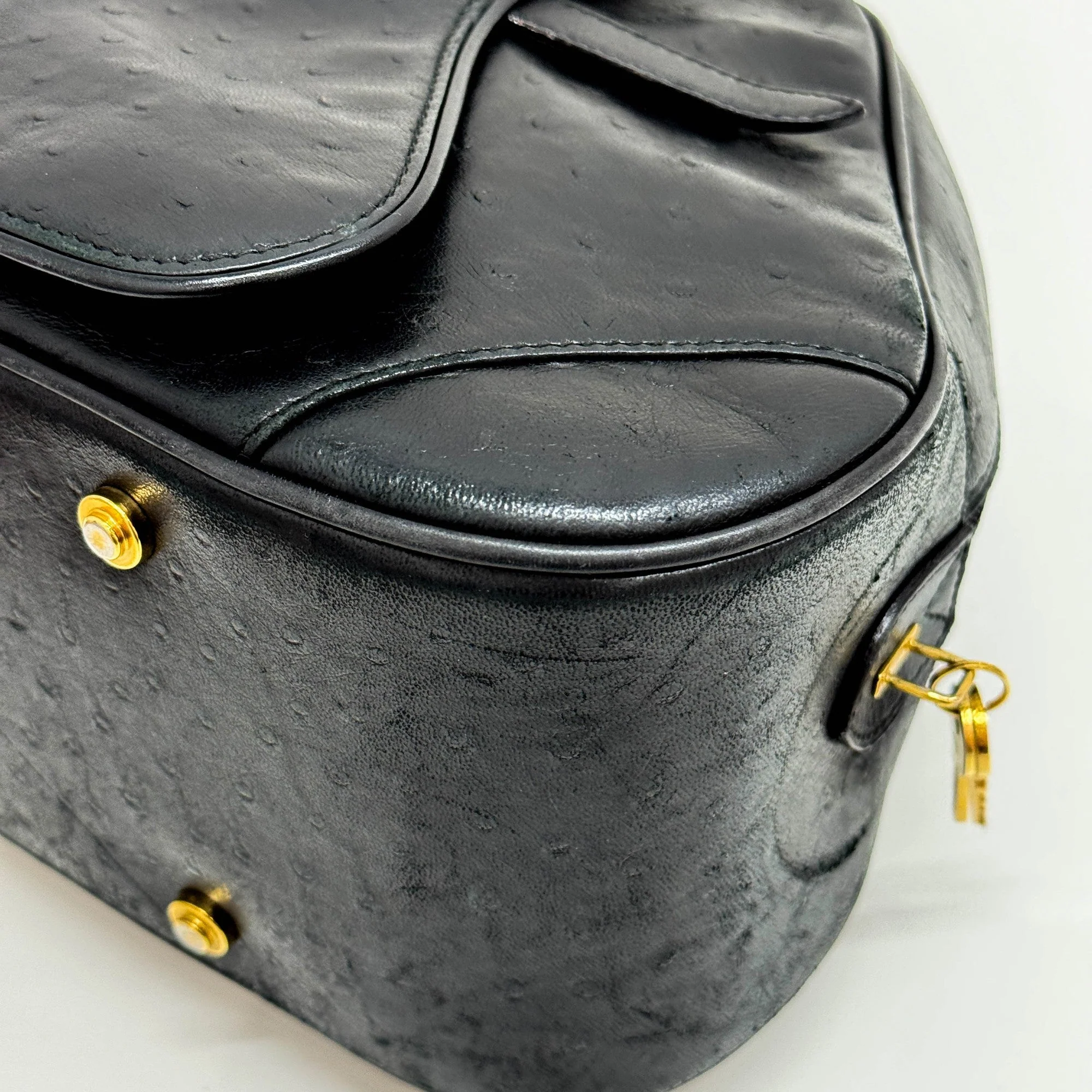 Saddle Bowler Black Leather Hand Bag - Image 9