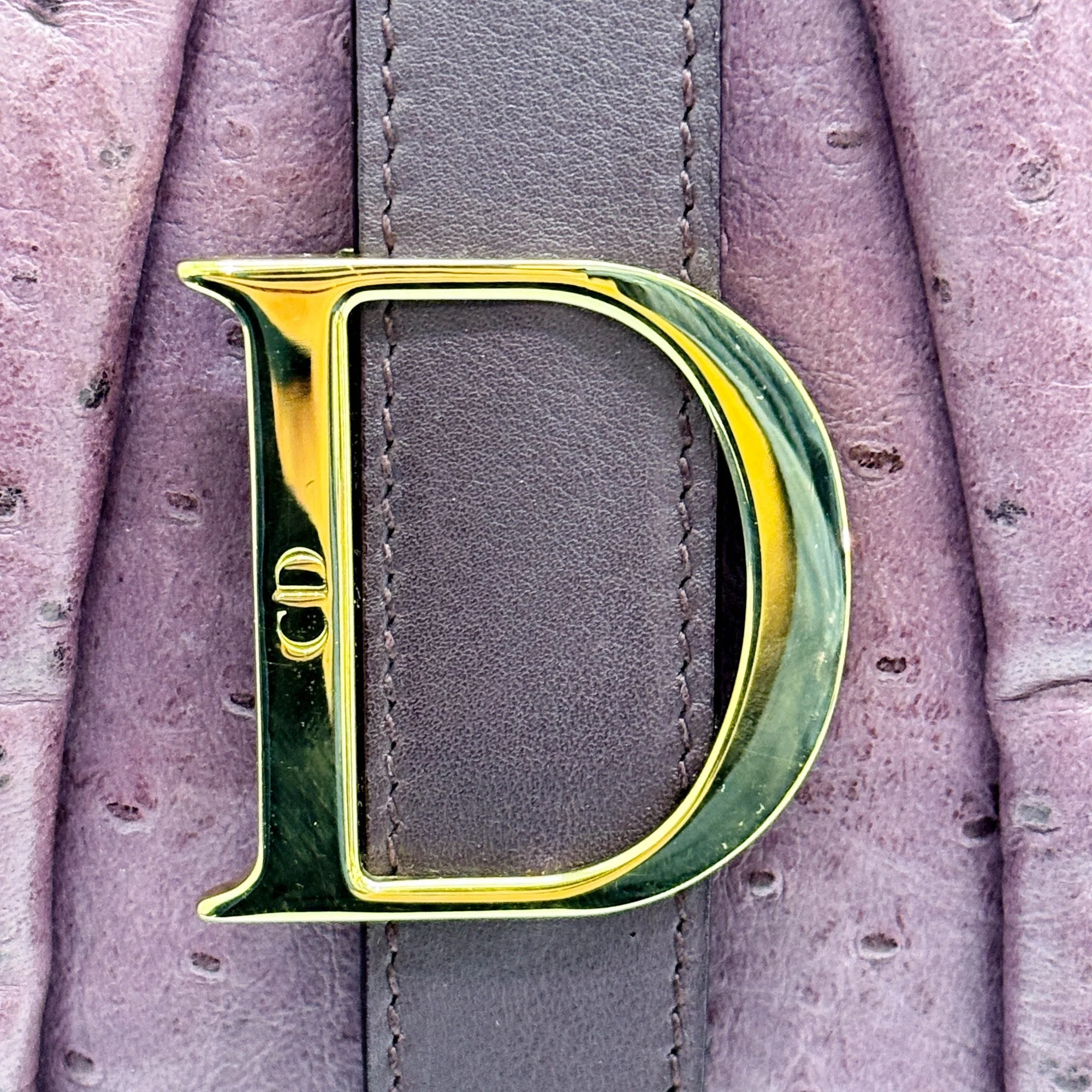 Saddle Bowler Purple Ostrich Leather Hand Bag - Image 17