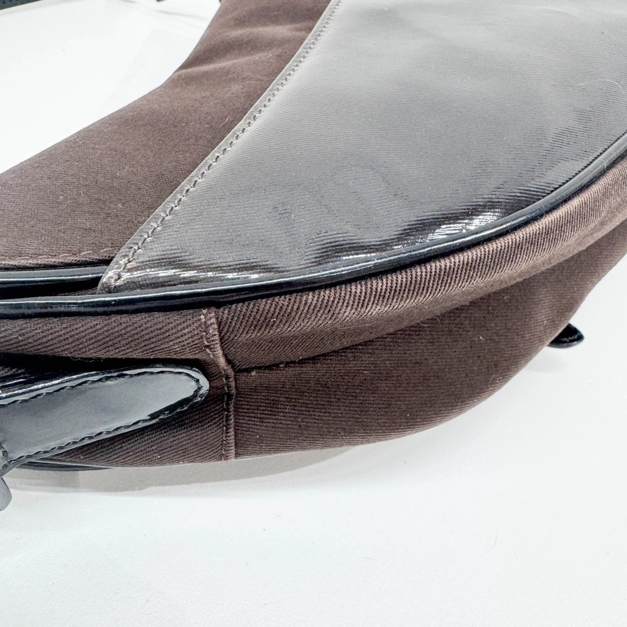 Saddle Dark Brown Cotton Shoulder Bag - Image 12