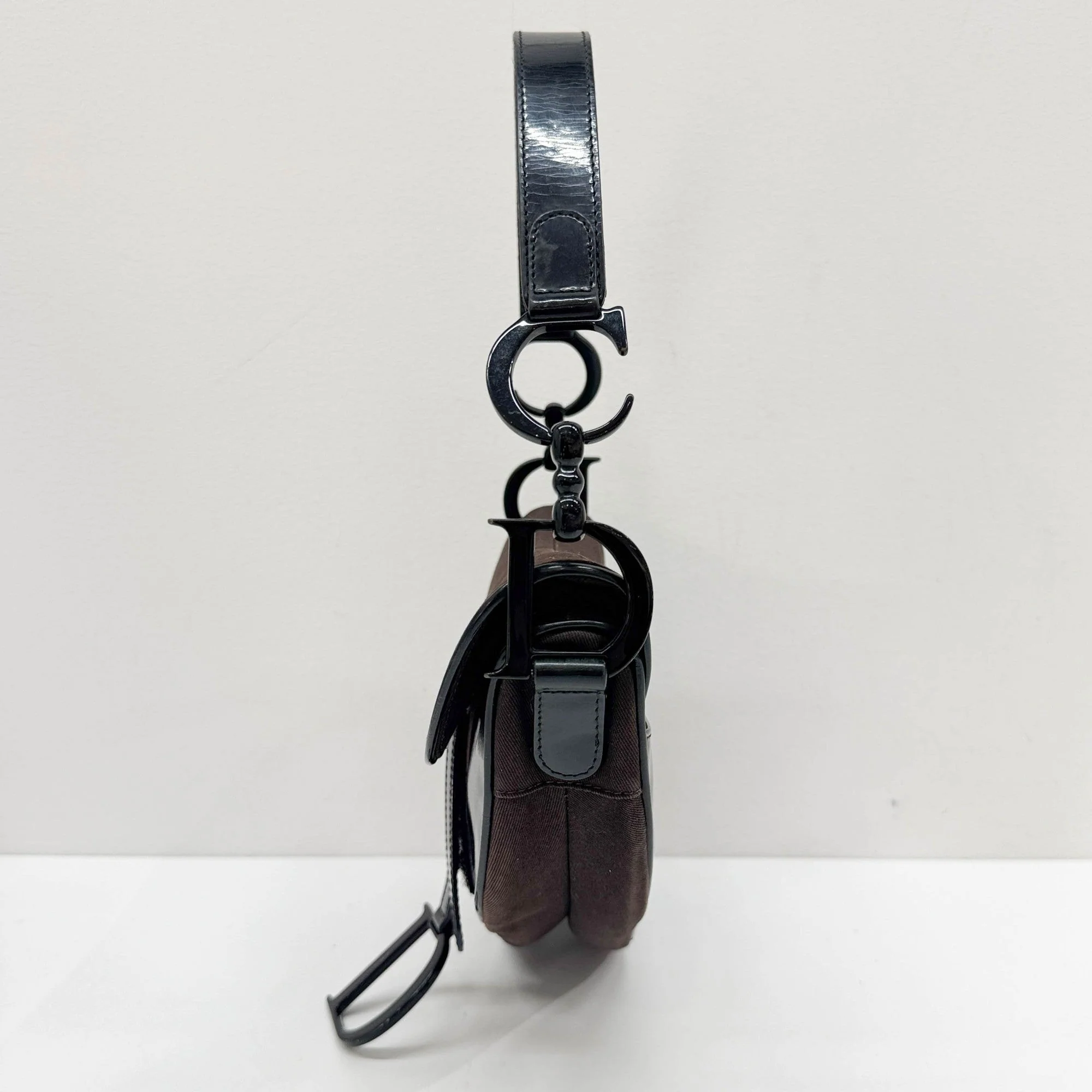 Saddle Dark Brown Cotton Shoulder Bag - Image 5