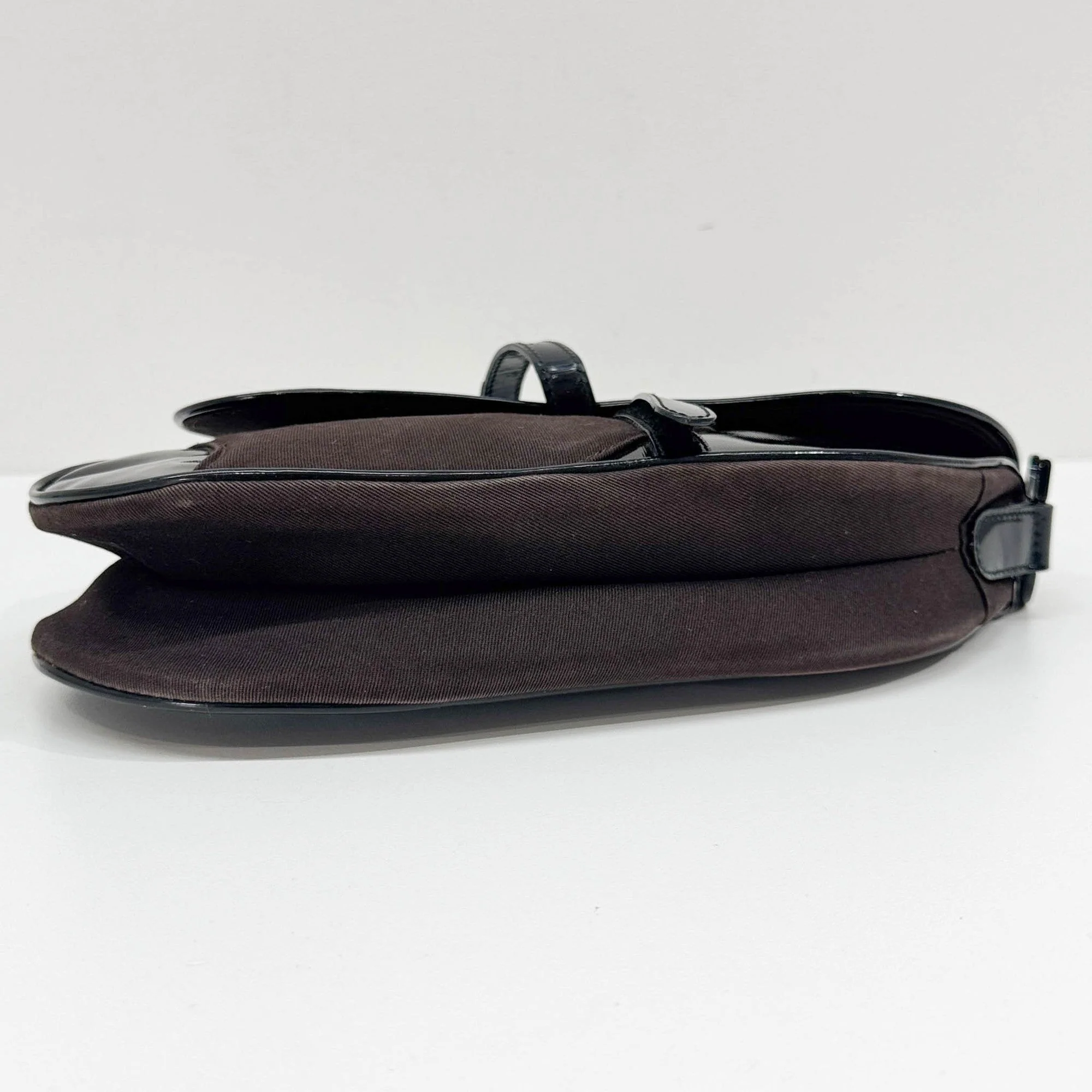 Saddle Dark Brown Cotton Shoulder Bag - Image 7