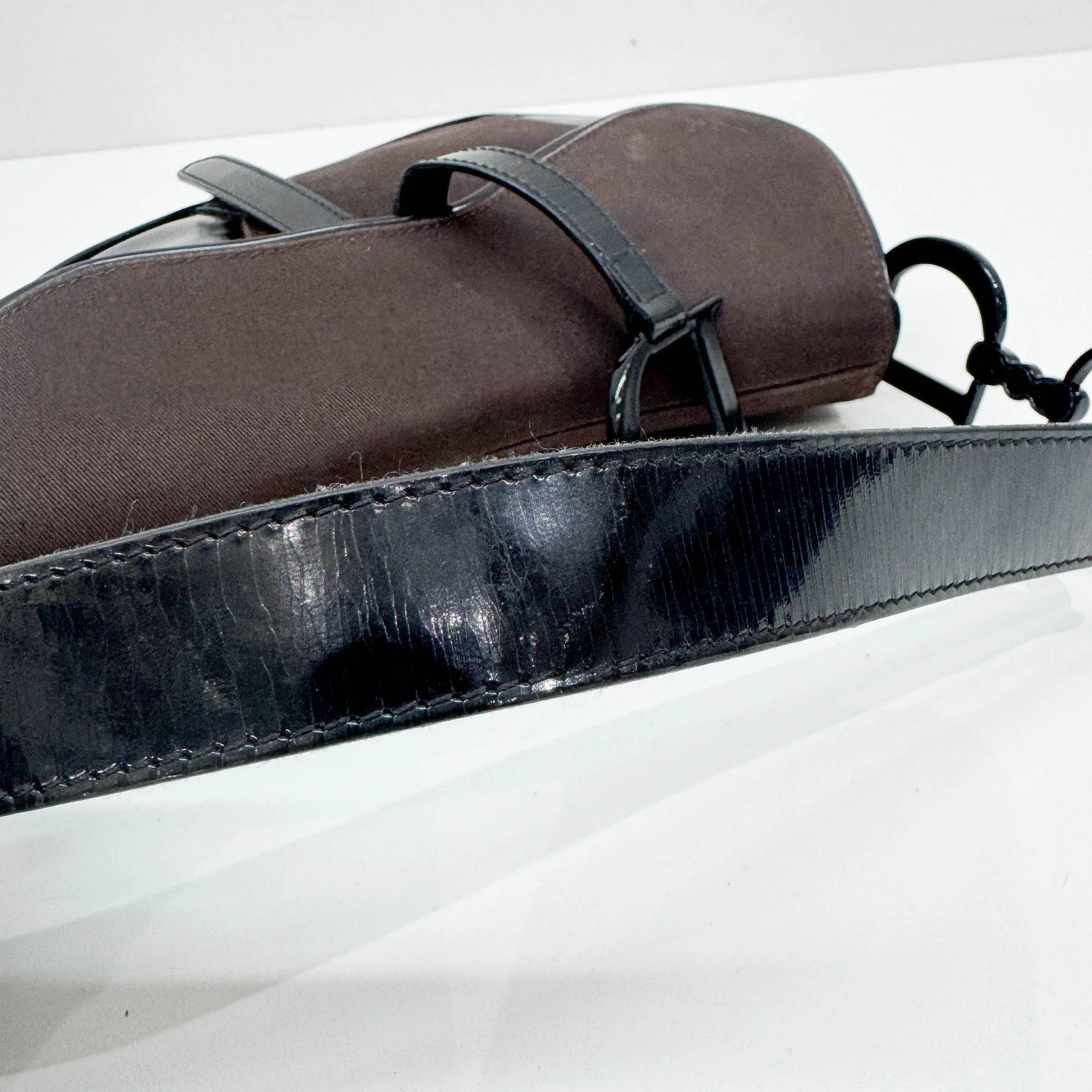 Saddle Dark Brown Cotton Shoulder Bag - Image 8