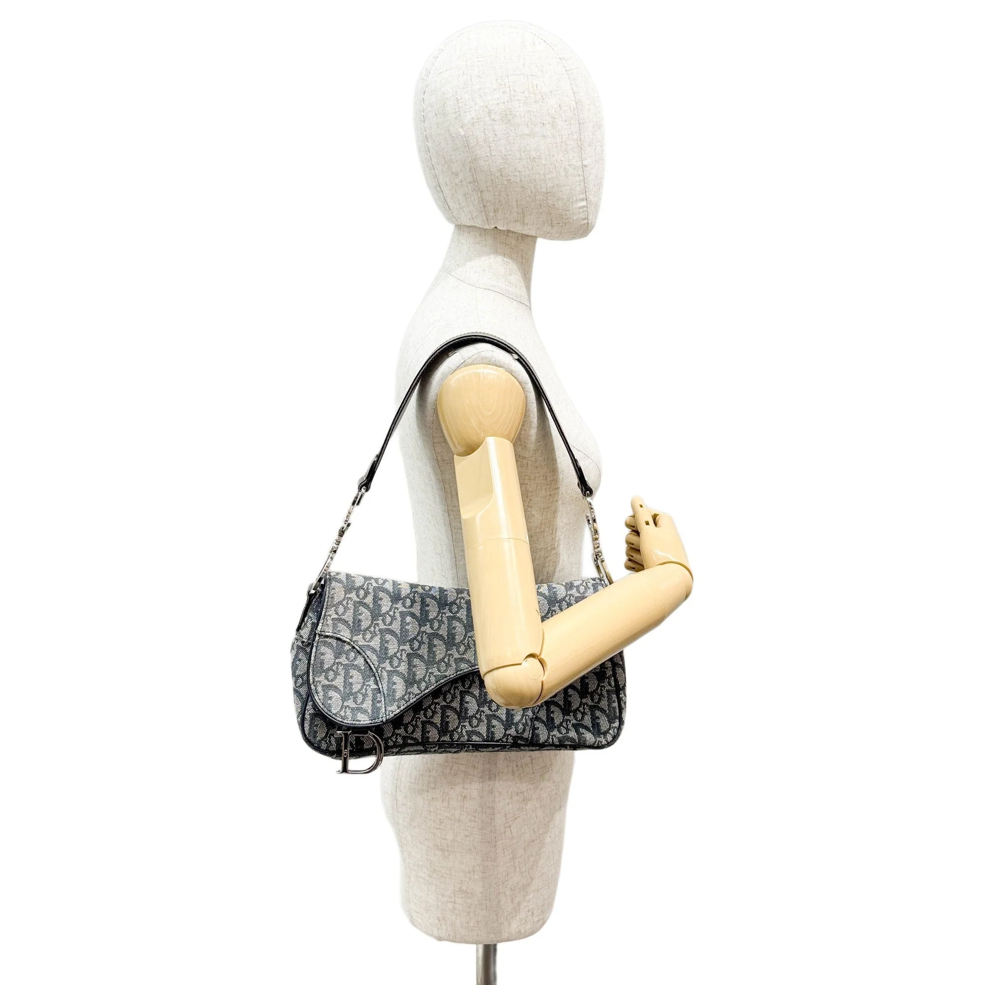 Saddle Flap Blue Trotter Canvas Shoulder Bag - Image 3