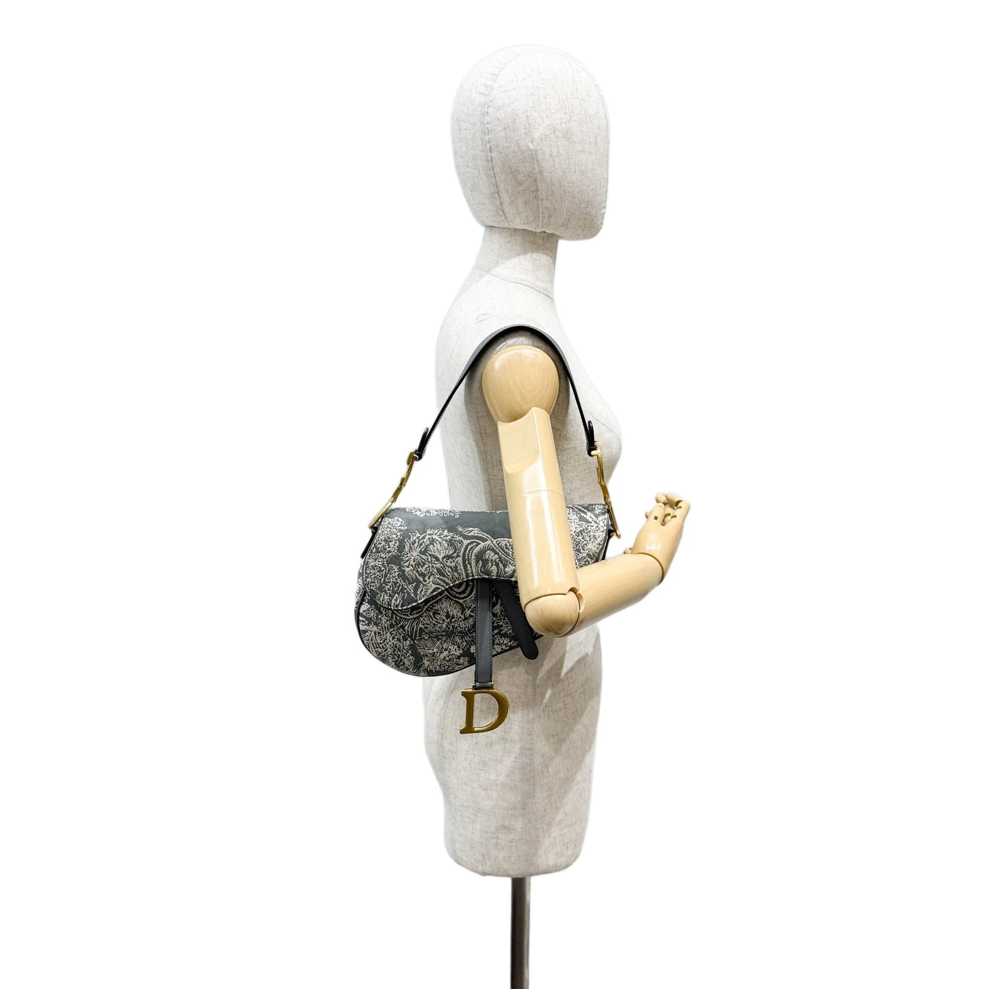Saddle Jungle Design Grey Canvas Shoulder Bag - Image 3