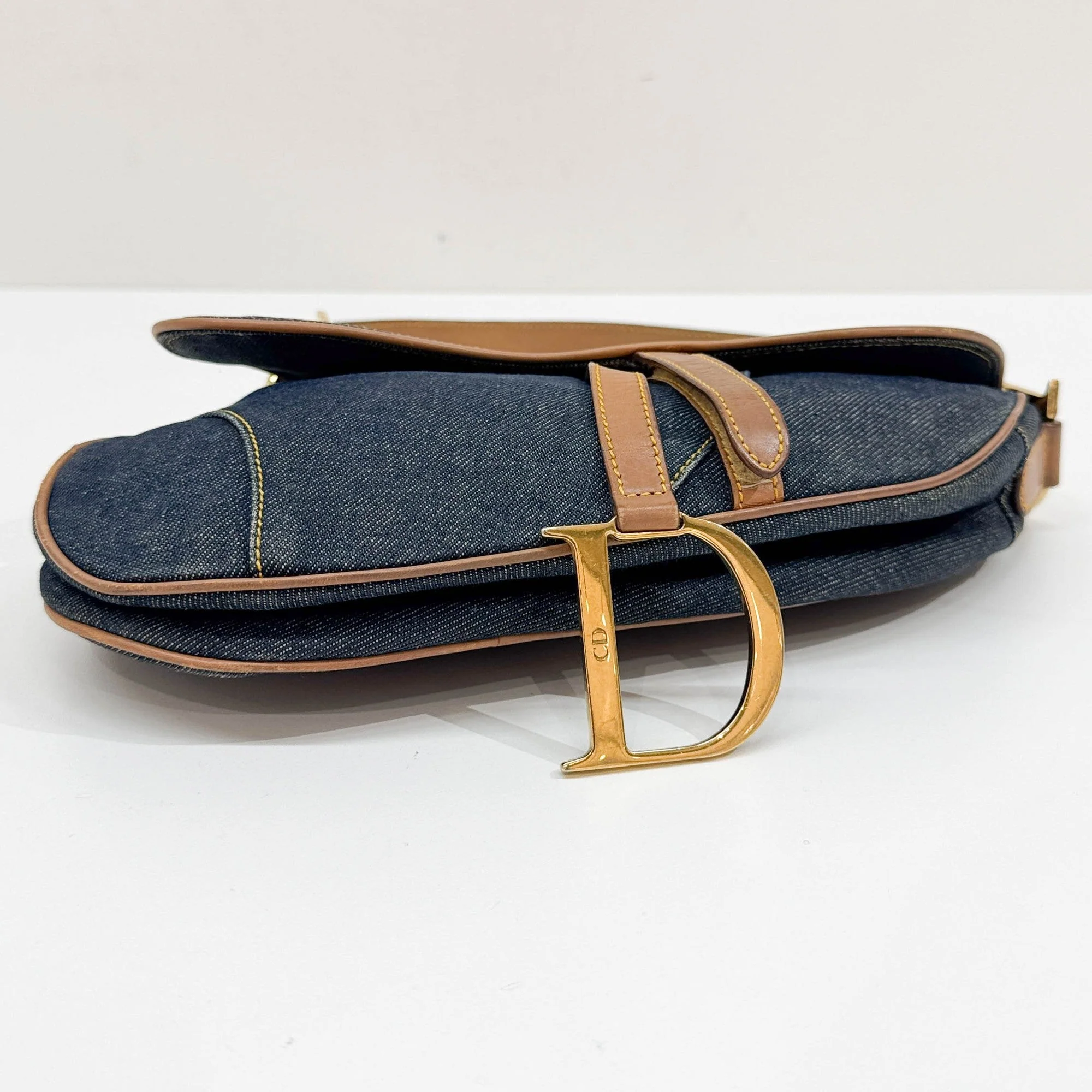 Saddle Navy Denim Shoulder Bag - Image 5