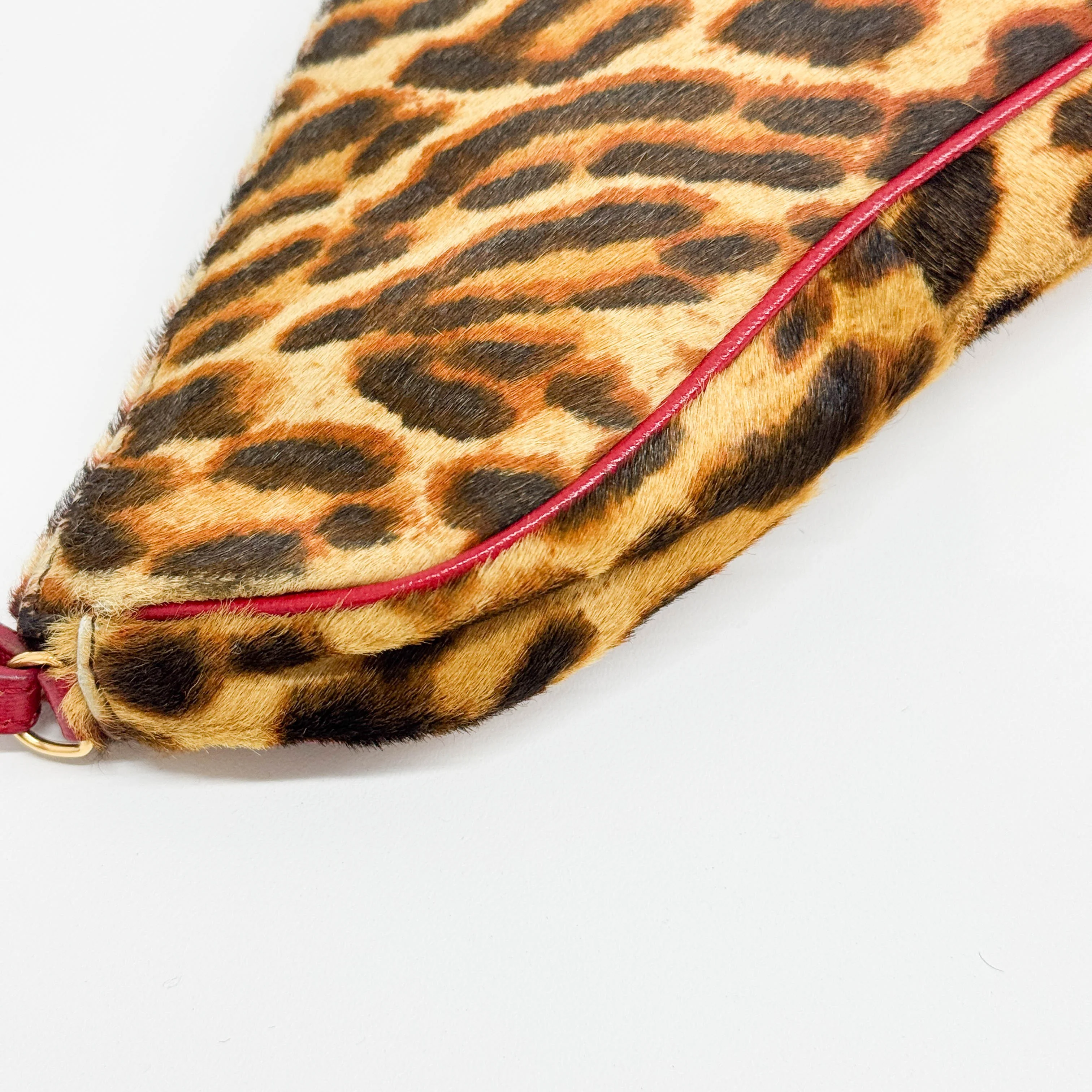 Saddle Pouch Brown Cheetah Print Pony Hair Shoulder Bag - Image 10