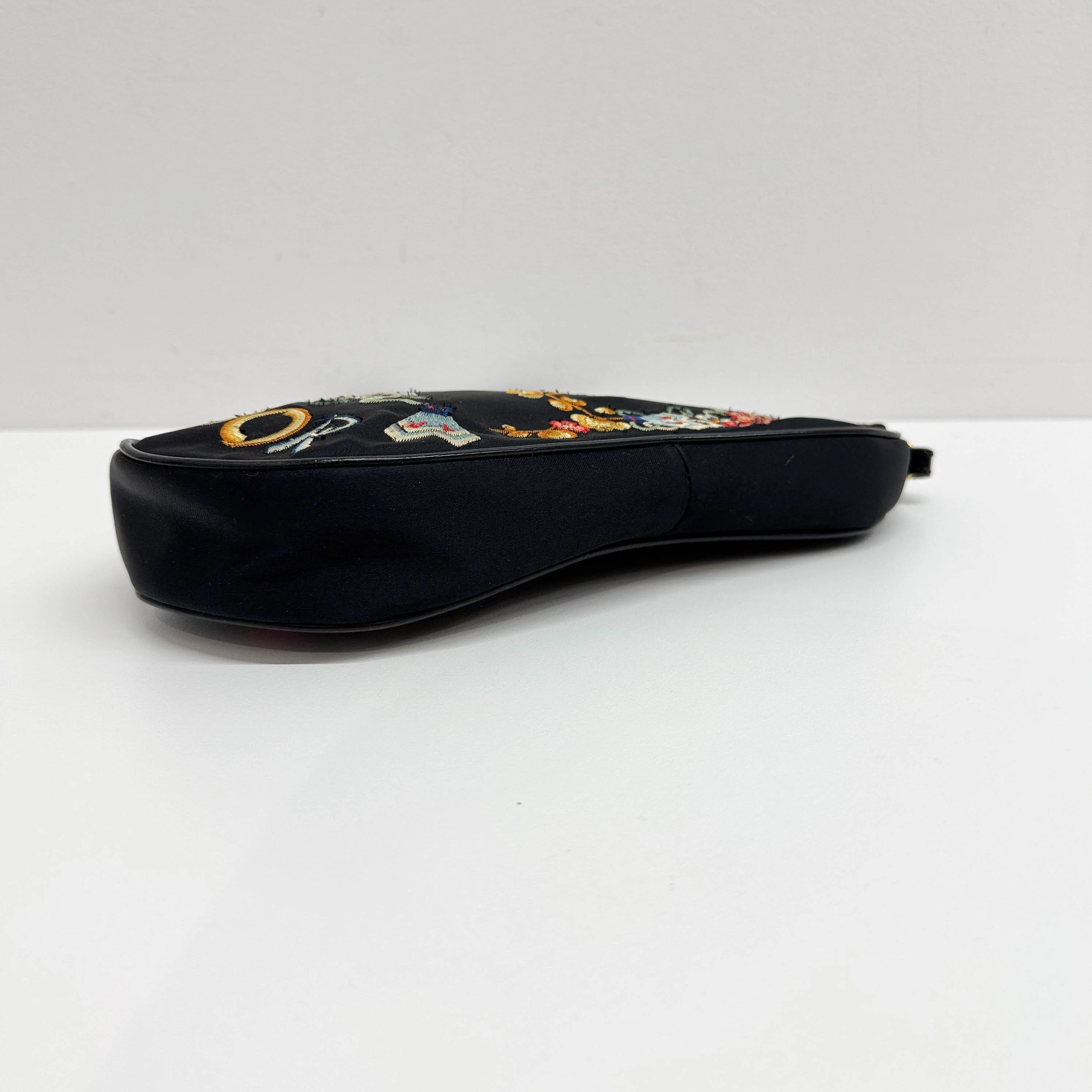 Saddle Pouch Embroidery Black Nylon Shoulder Bag - Image 7