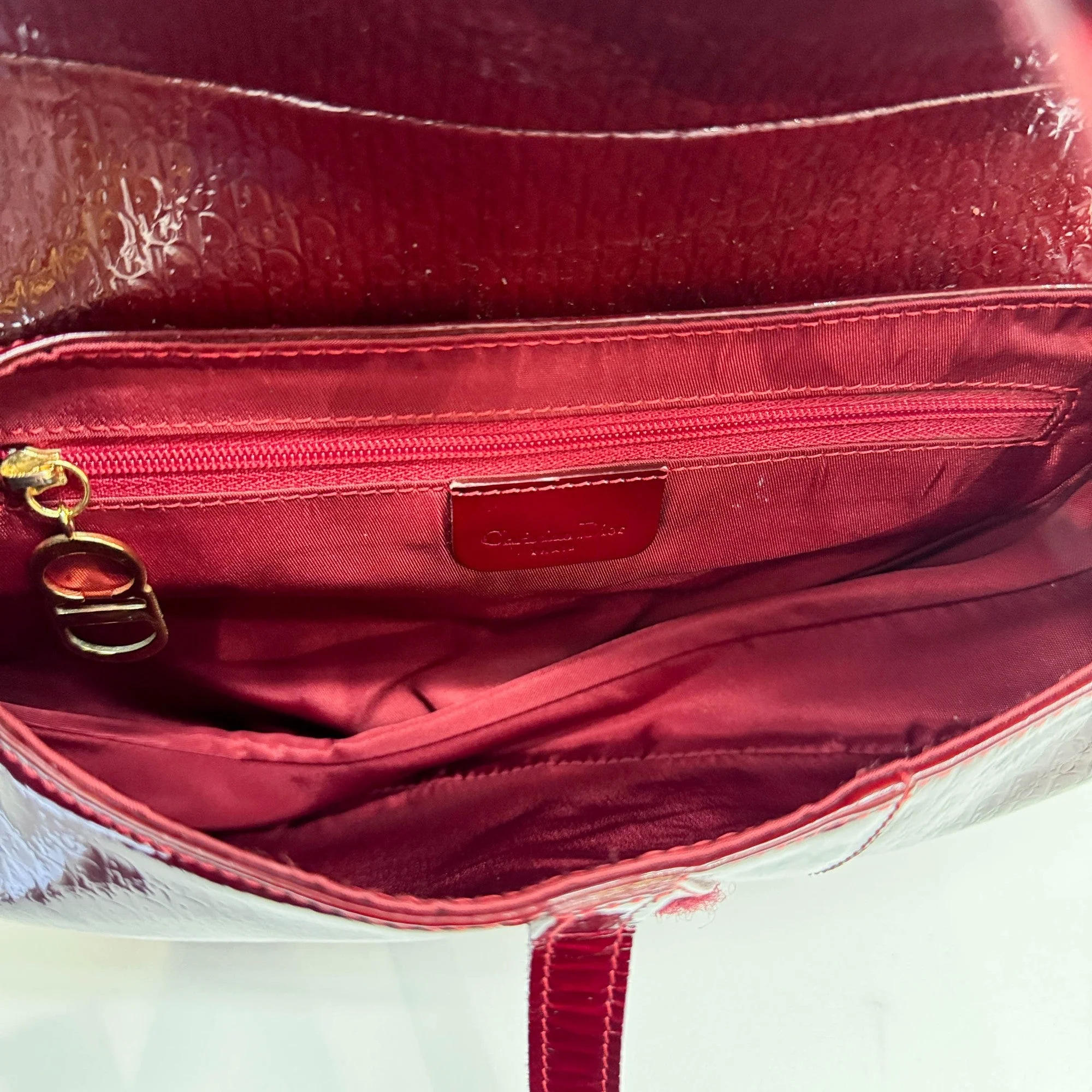 Saddle Red Trotter Patent Leather Shoulder Bag - Image 15
