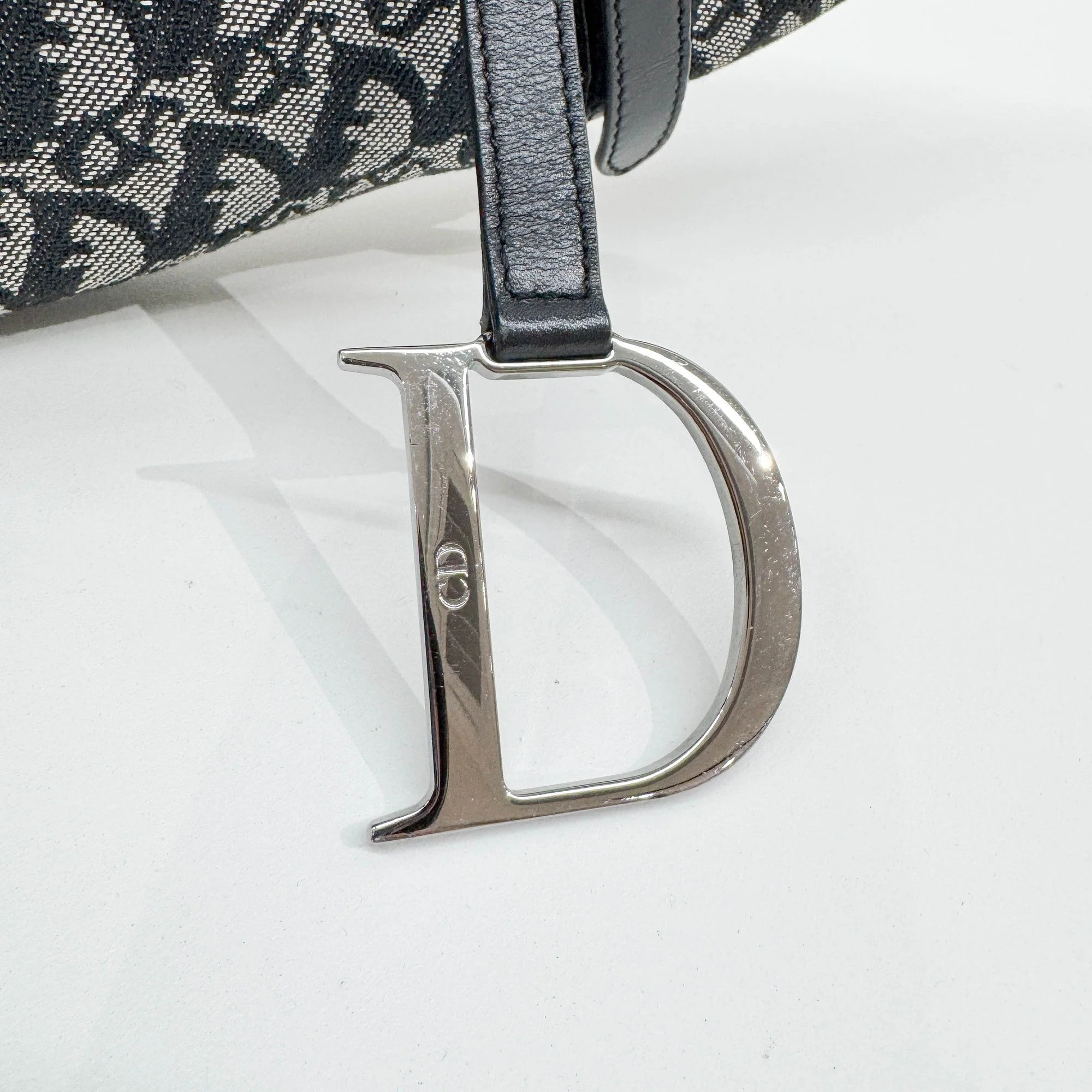 Saddle Silver Hardware with Black Trim and Beige/Black Trotter Shoulder Bag - Image 13