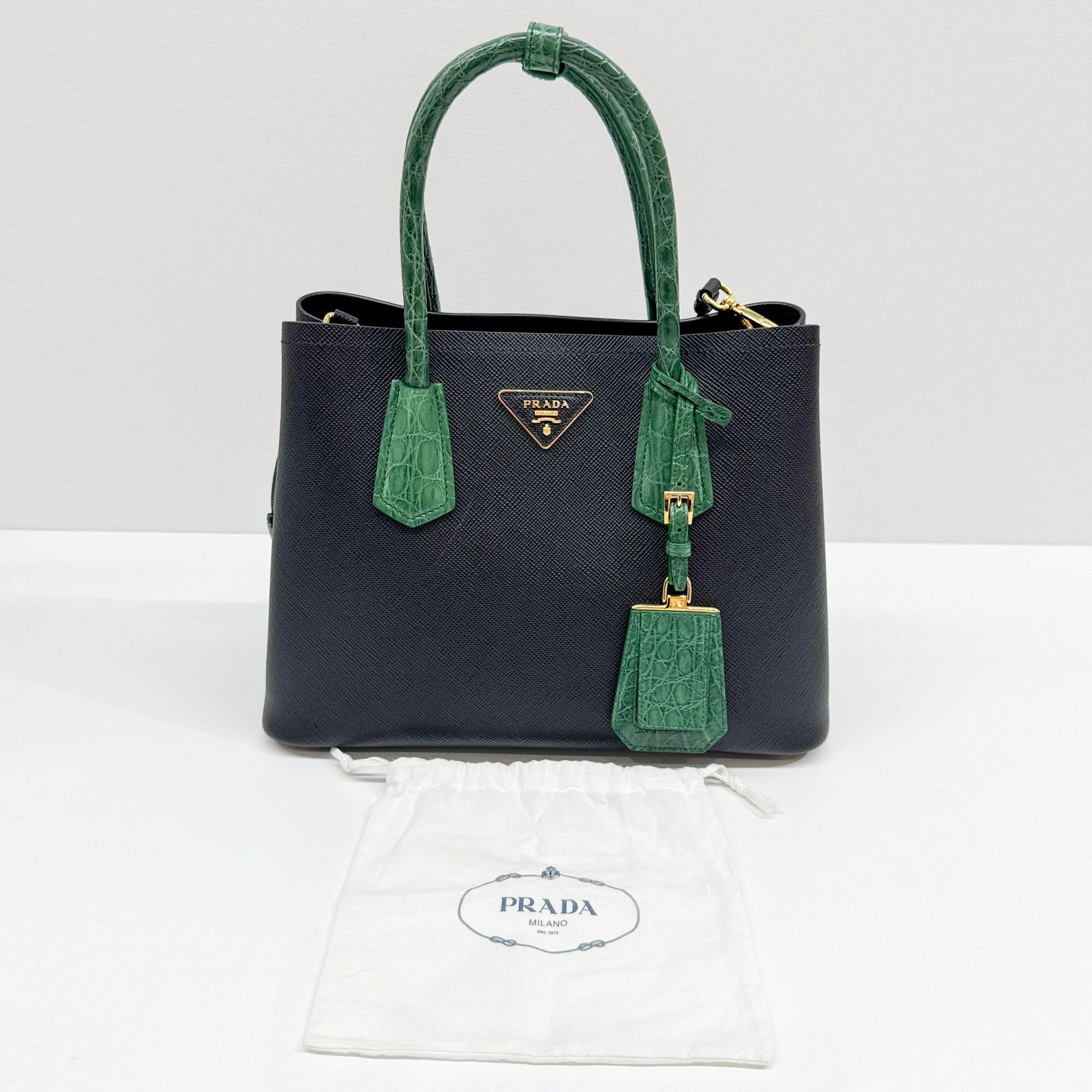 Double Black Leather Two Way Bag - Image 4