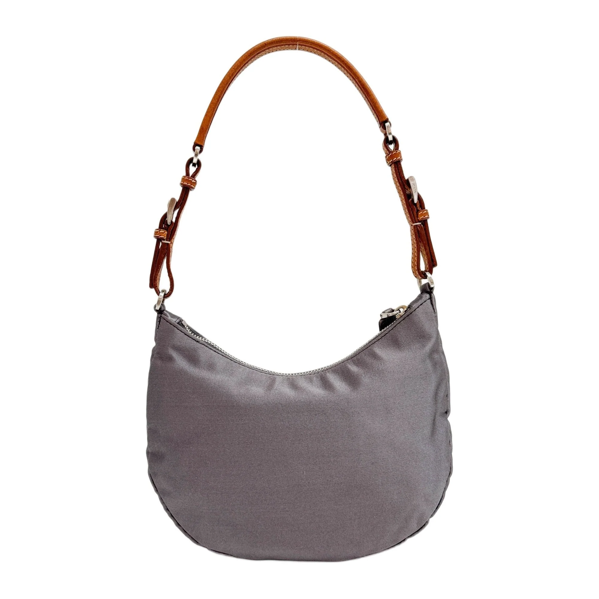 Saffiano Grey Nylon Handle Bag with Leather Belt - Image 2