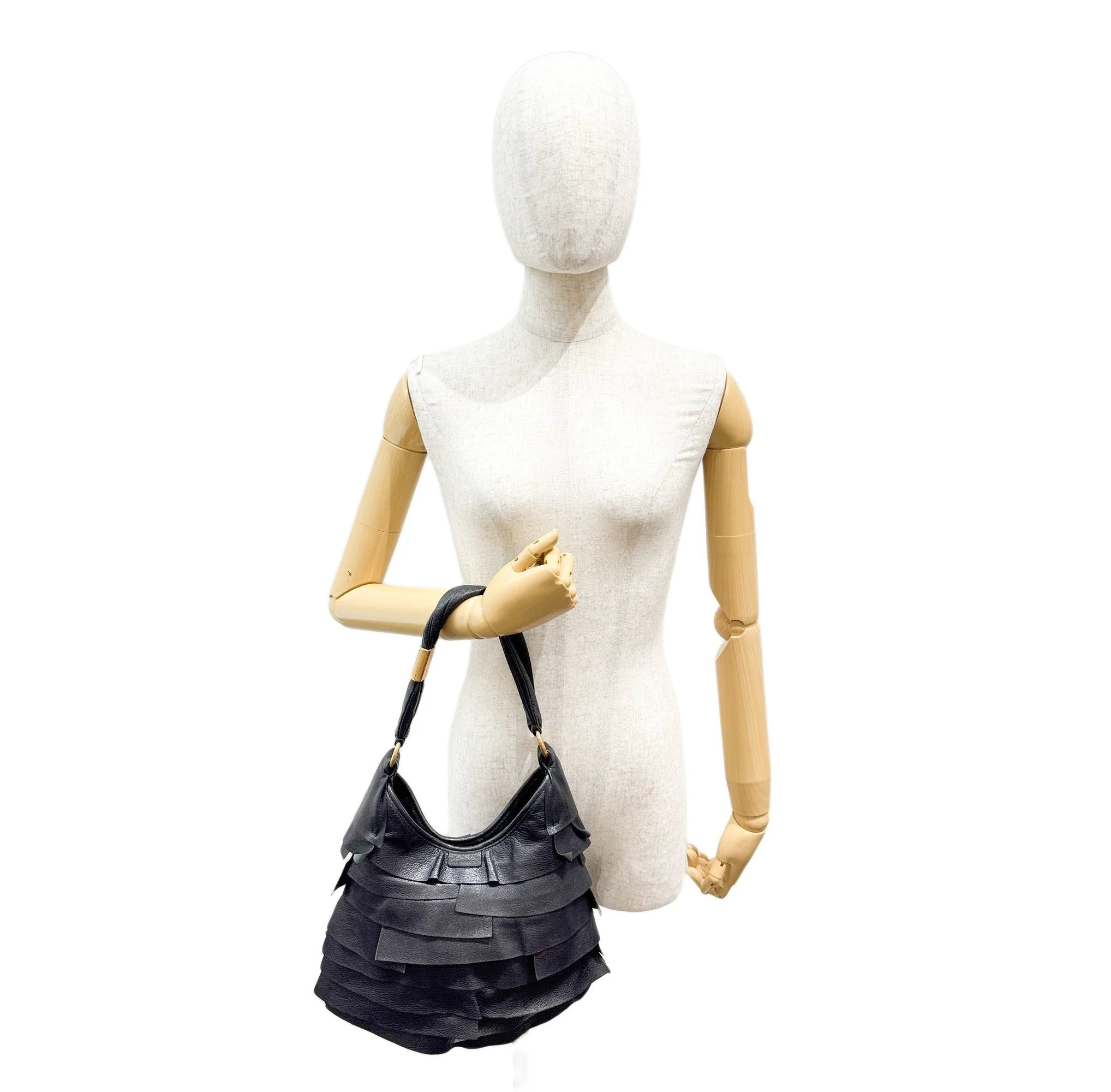 Saint Tropez Black Leather Shoulder Bag - Image 3