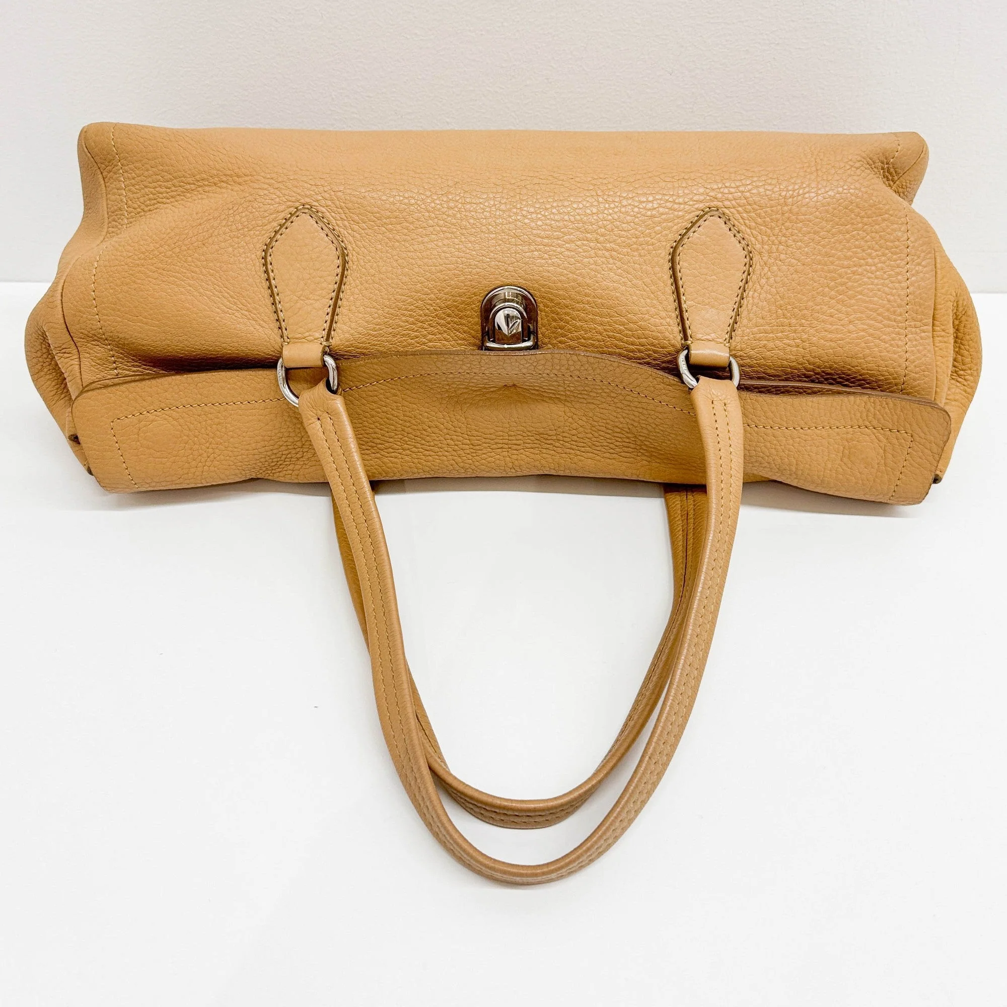 Sand Brown Leather Shoulder Bag - Image 6