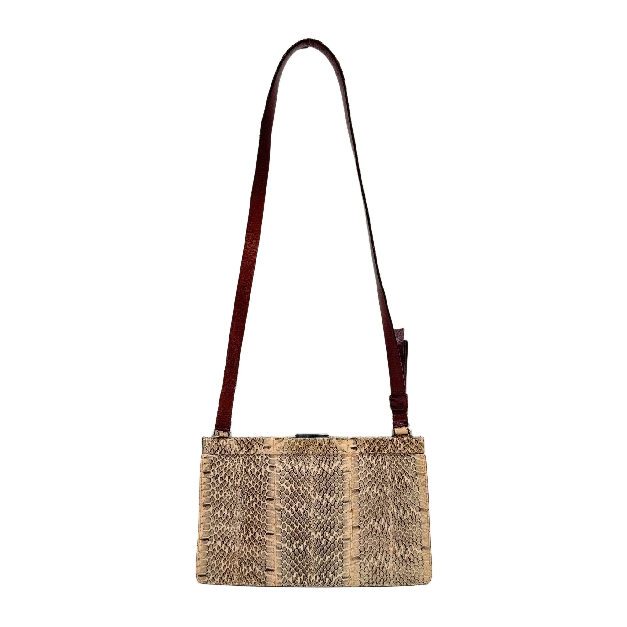 Sand Python Embossed Leather Shoulder Bag - Image 2