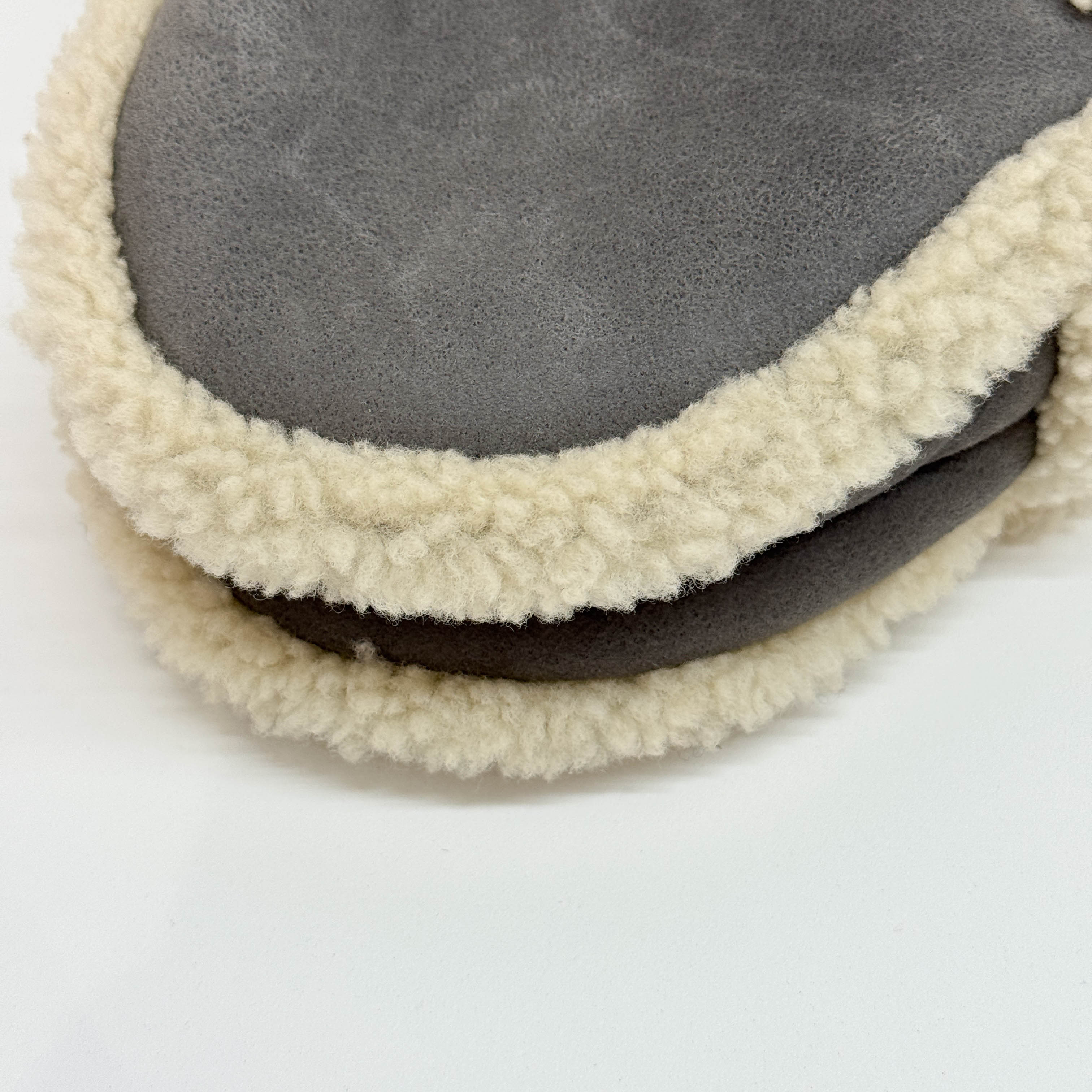 Sddle Shearling Trim Gray Suede Shoulder Bag - Image 13