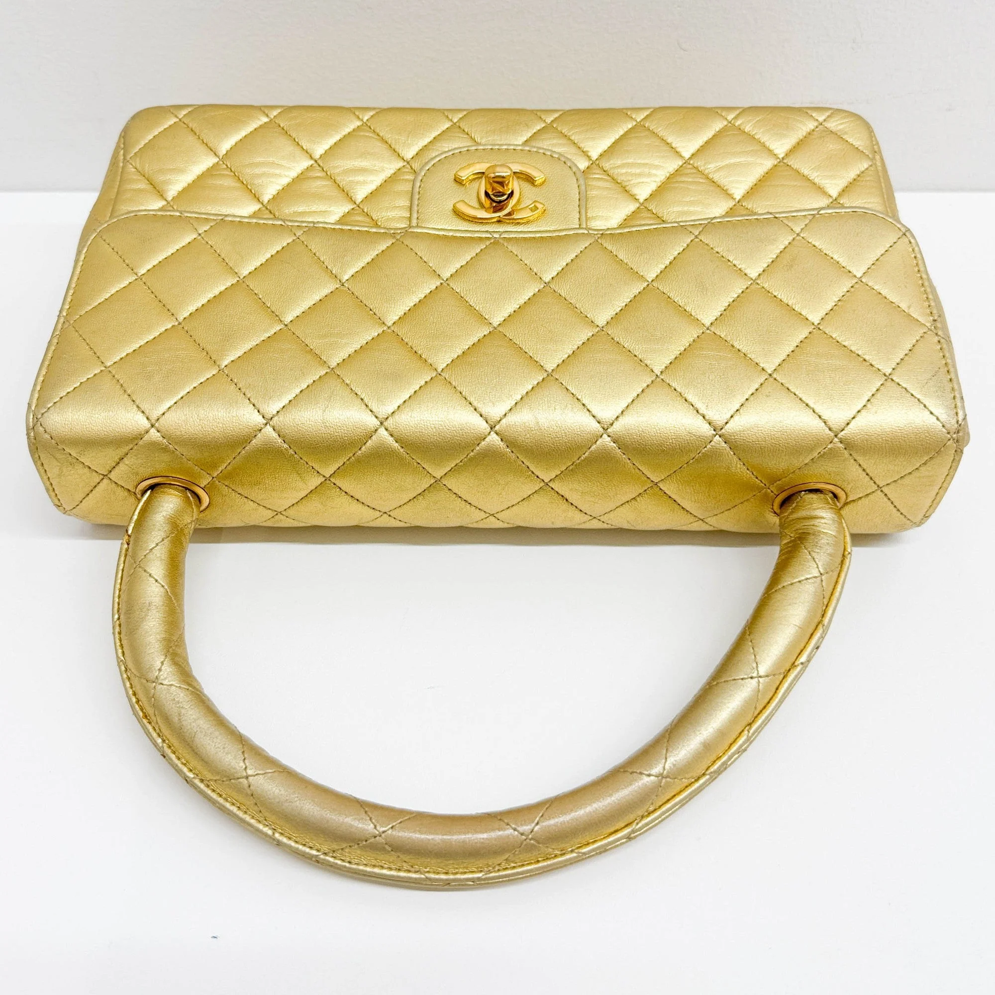 Set Of 2 Coco Handle 1994-1996 Matelasse Gold Leather Hand Bags - Image 10