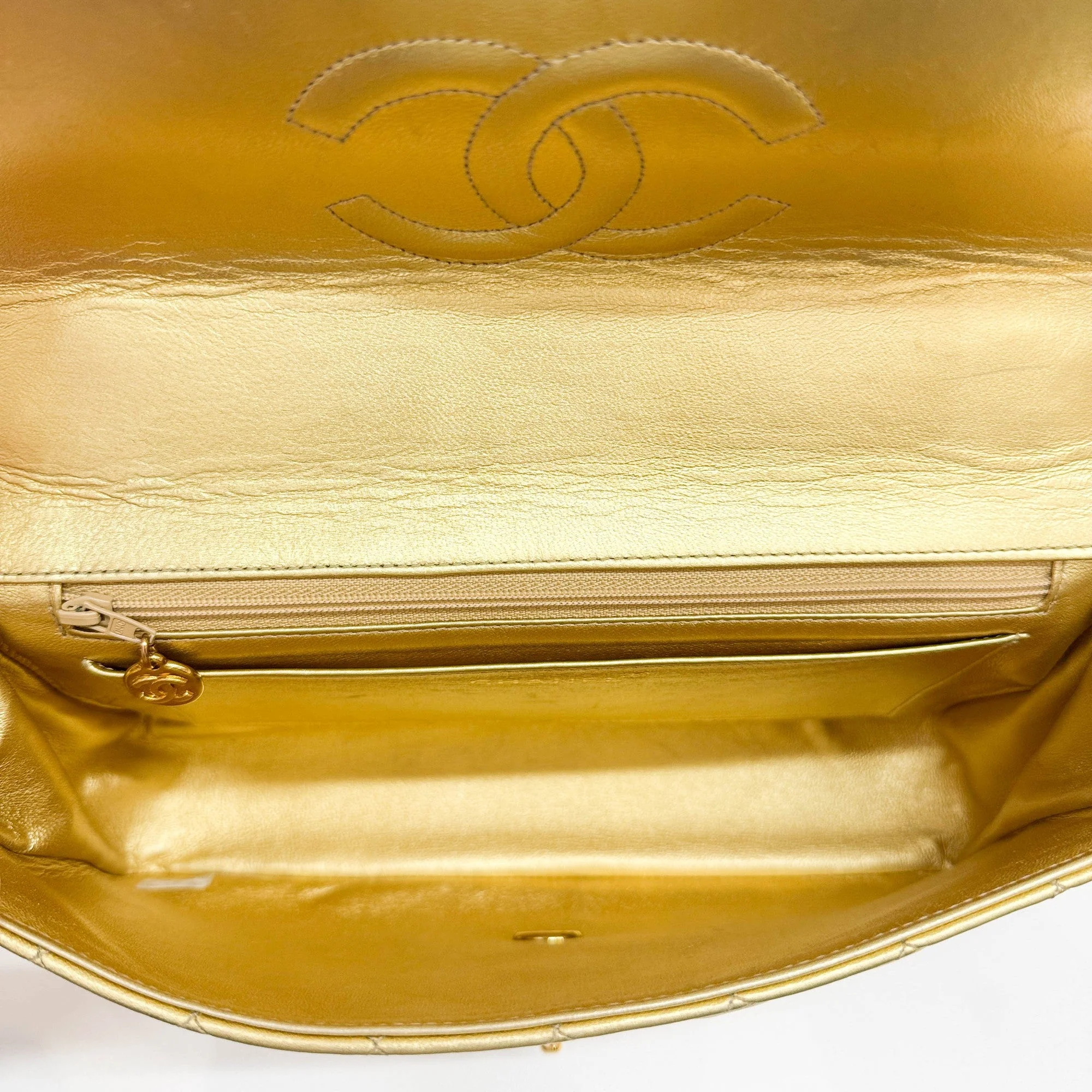 Set Of 2 Coco Handle 1994-1996 Matelasse Gold Leather Hand Bags - Image 17
