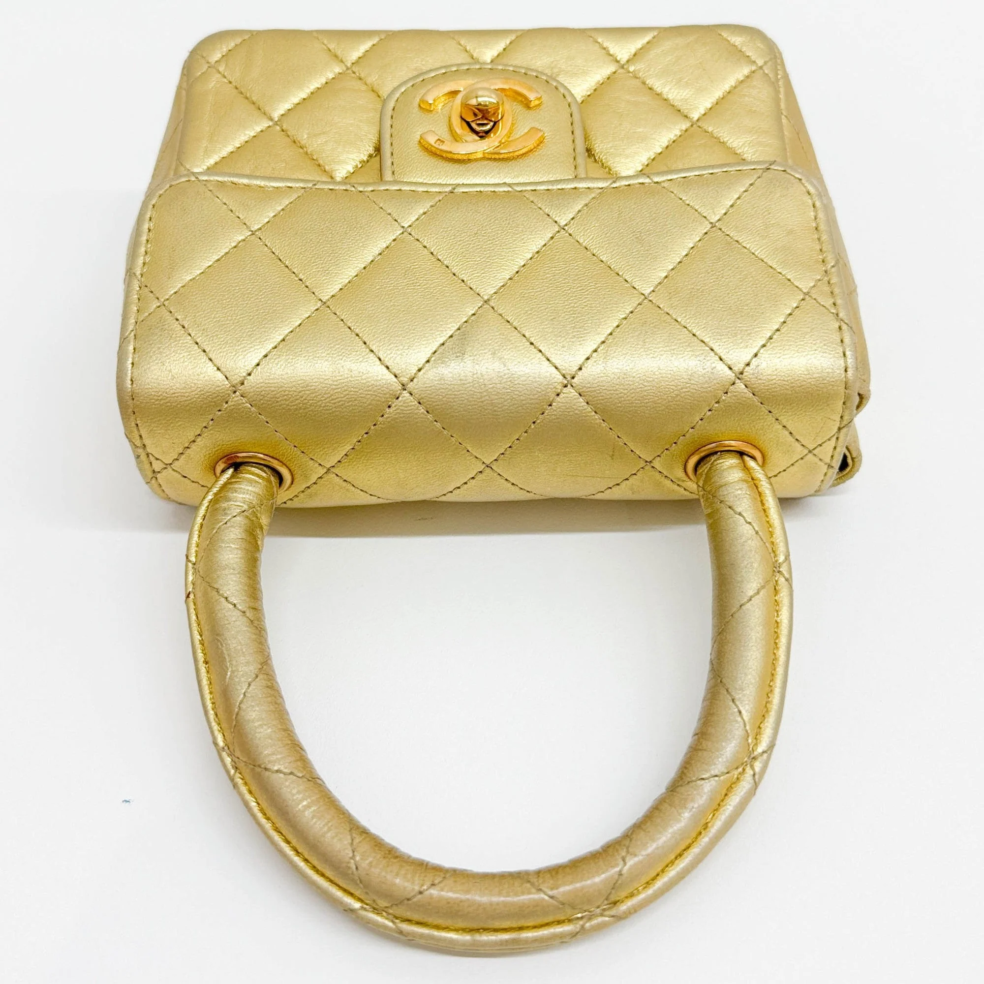Set Of 2 Coco Handle 1994-1996 Matelasse Gold Leather Hand Bags - Image 21