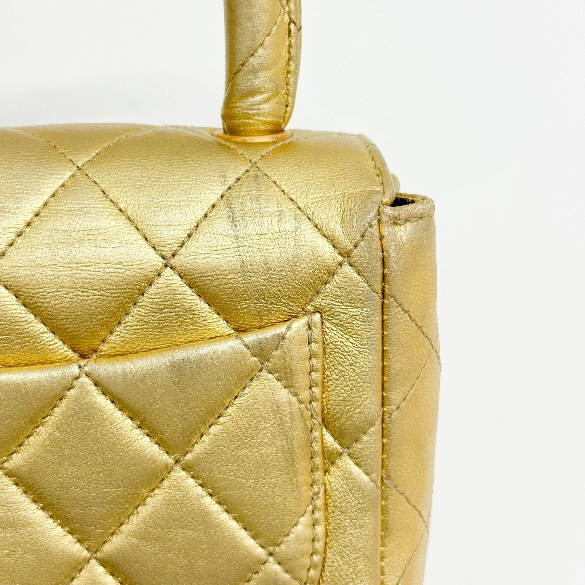 Set Of 2 Coco Handle 1994-1996 Matelasse Gold Leather Hand Bags - Image 29