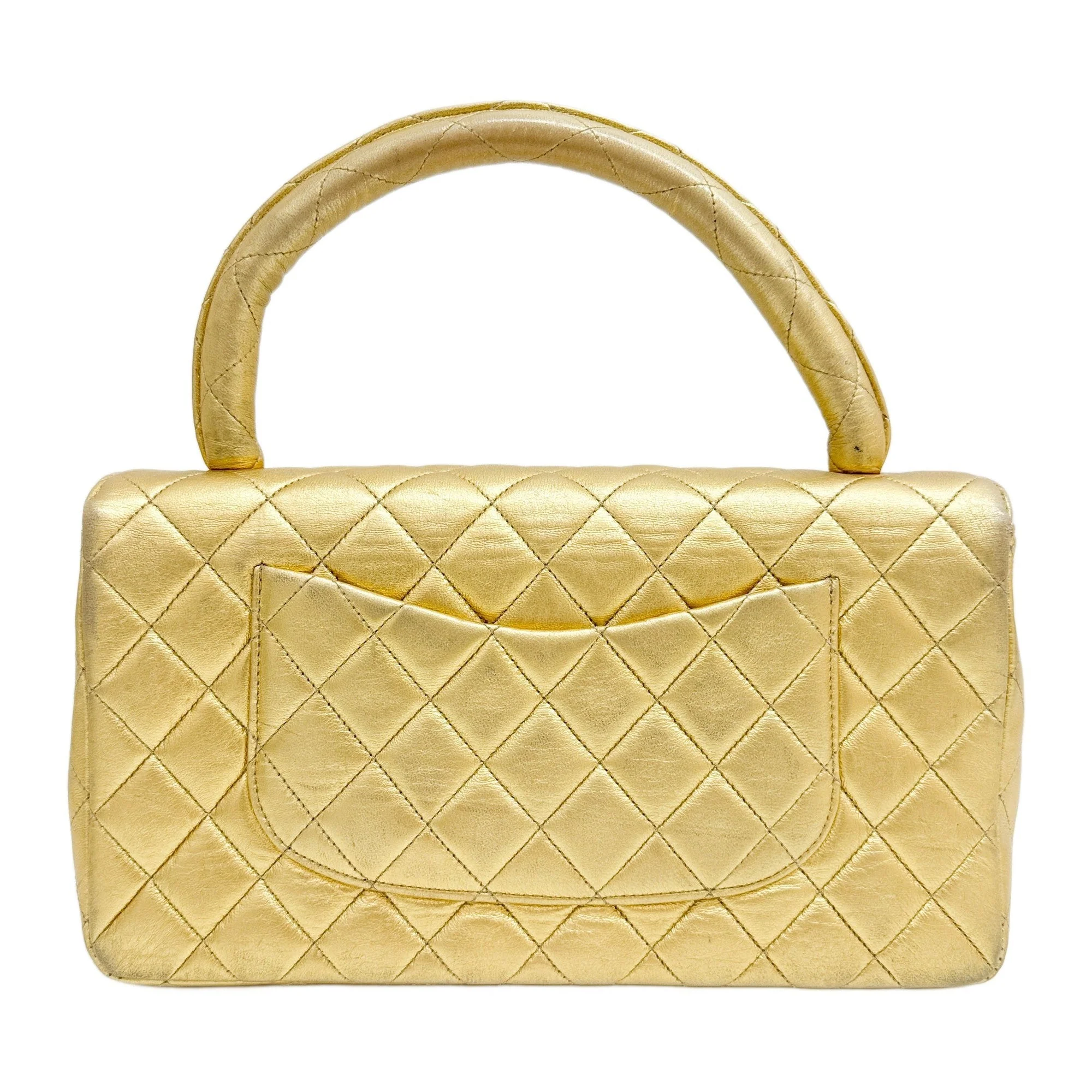 Set Of 2 Coco Handle 1994-1996 Matelasse Gold Leather Hand Bags - Image 3