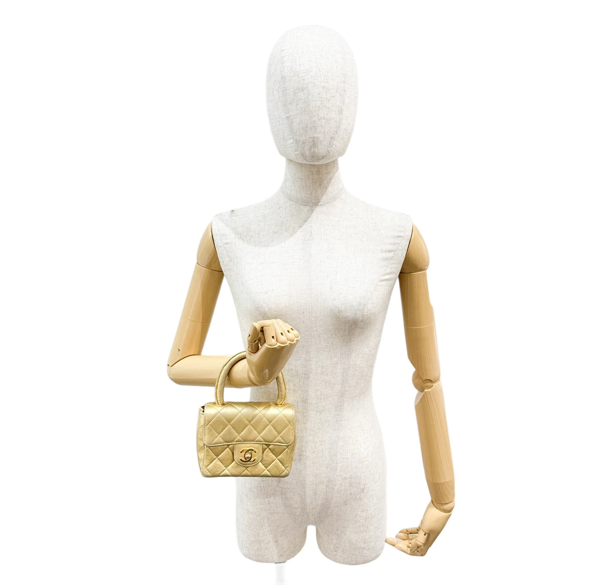 Set Of 2 Coco Handle 1994-1996 Matelasse Gold Leather Hand Bags - Image 6