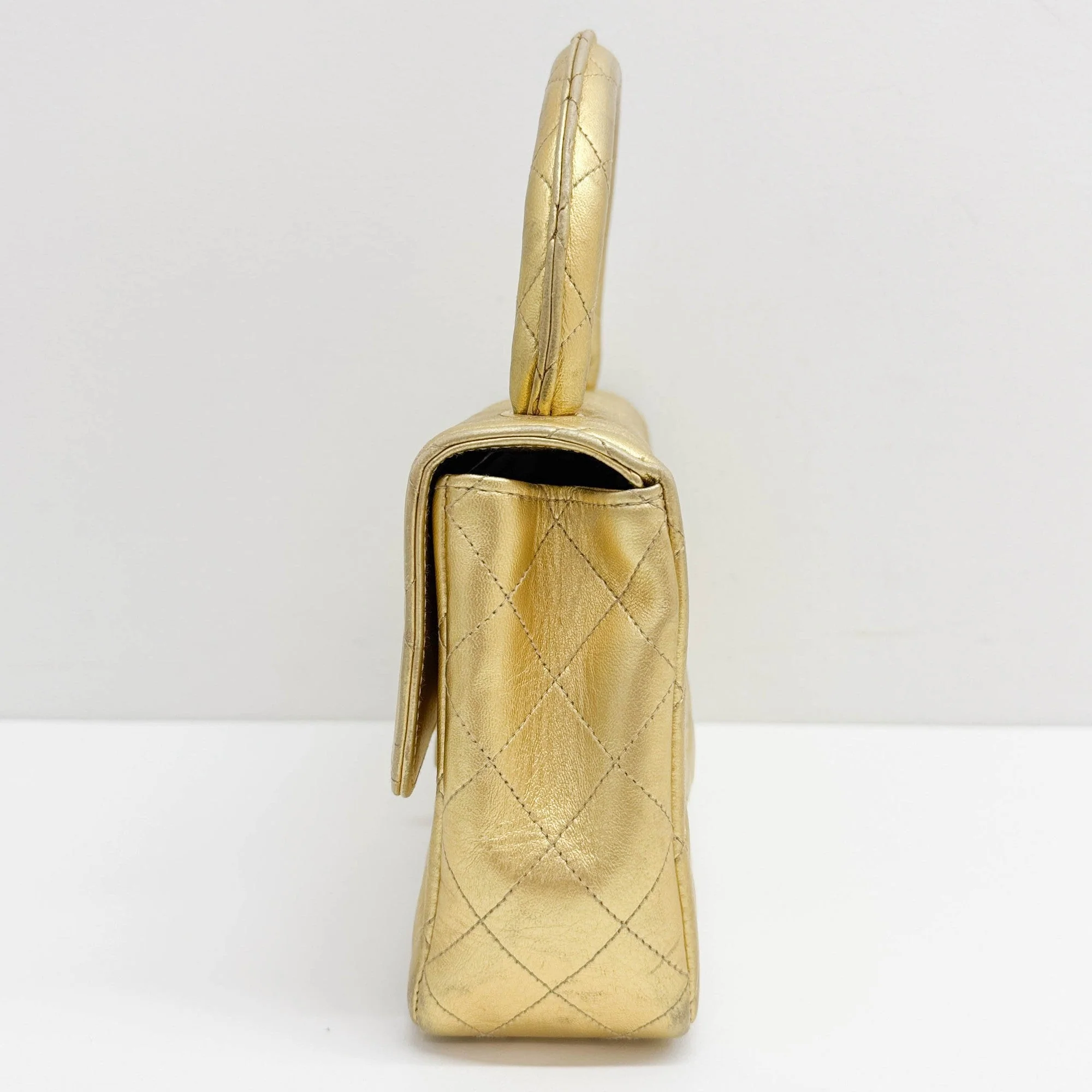 Set Of 2 Coco Handle 1994-1996 Matelasse Gold Leather Hand Bags - Image 8