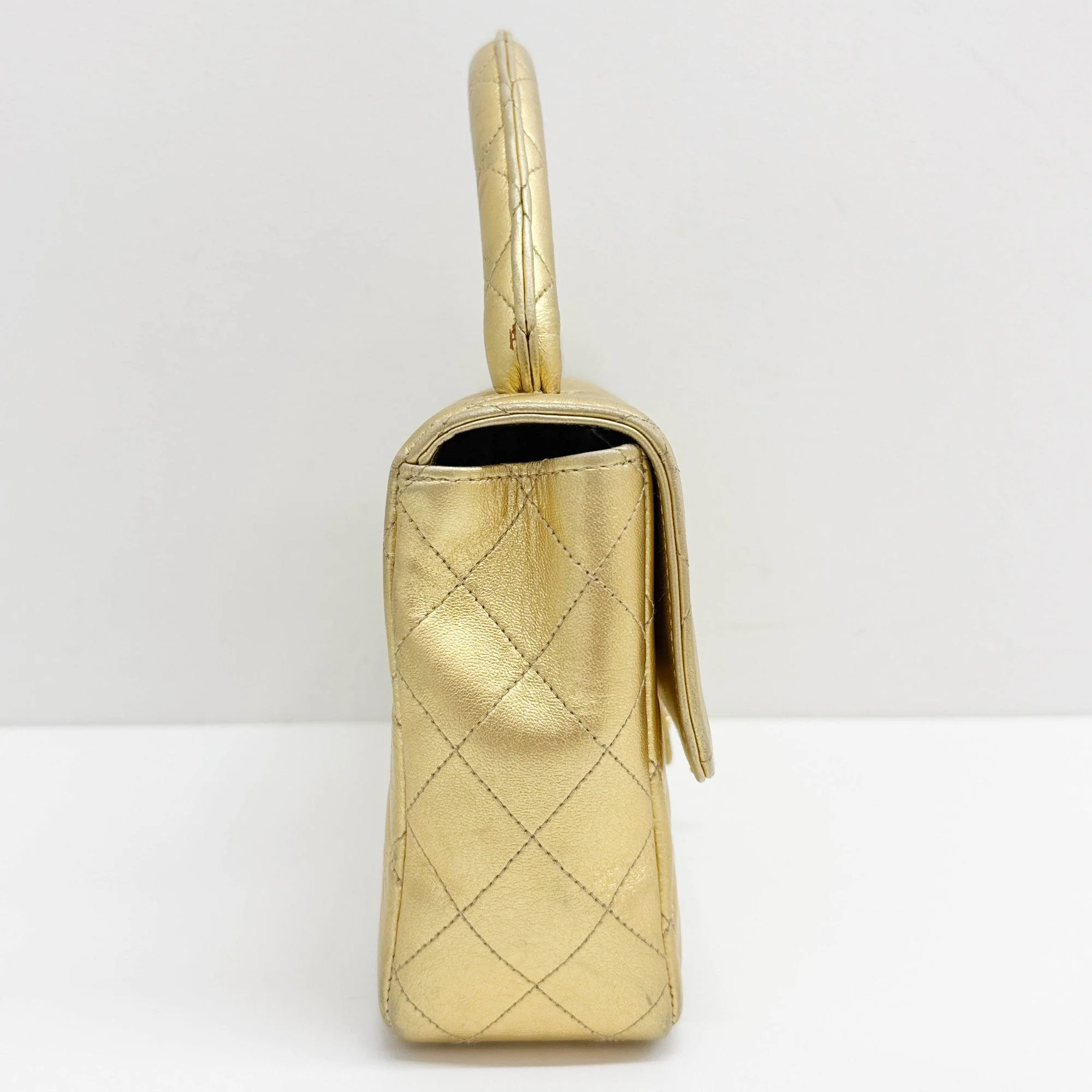 Set Of 2 Coco Handle 1994-1996 Matelasse Gold Leather Hand Bags - Image 9