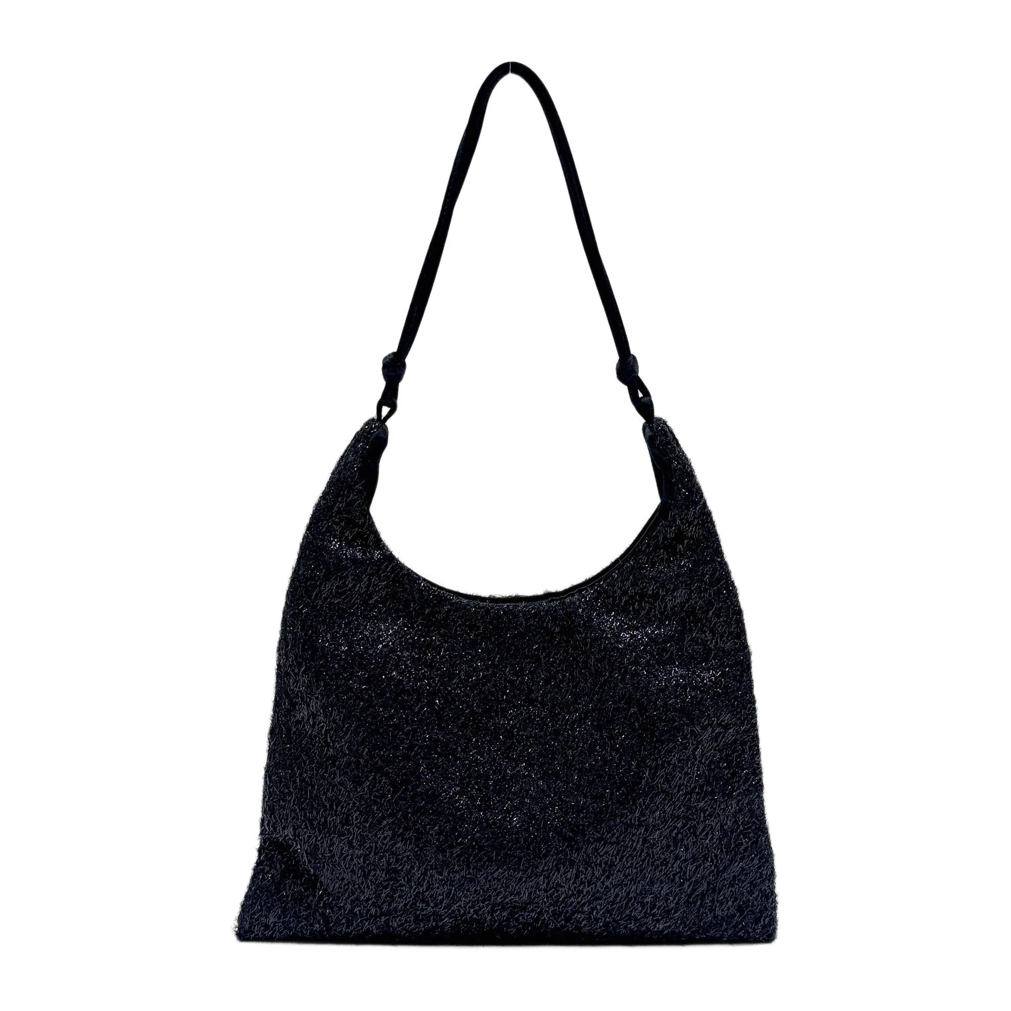 Shimmery Black Lurex Shoulder Bag