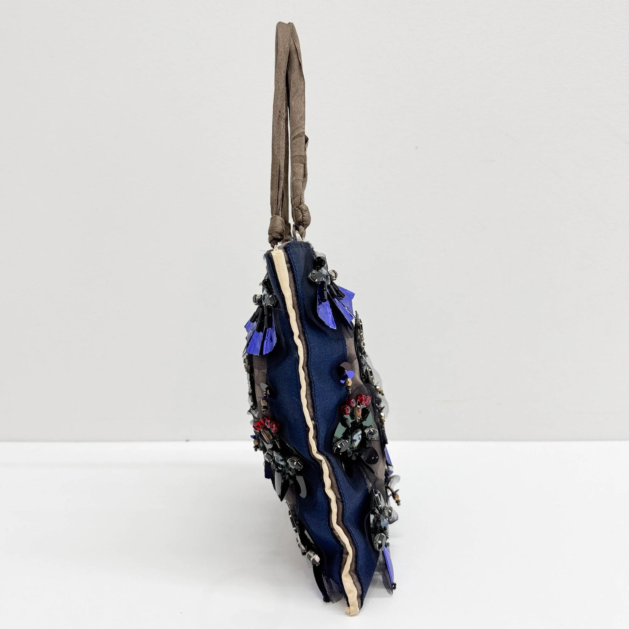 Silk with Beaded Application Handle Bag - Image 10
