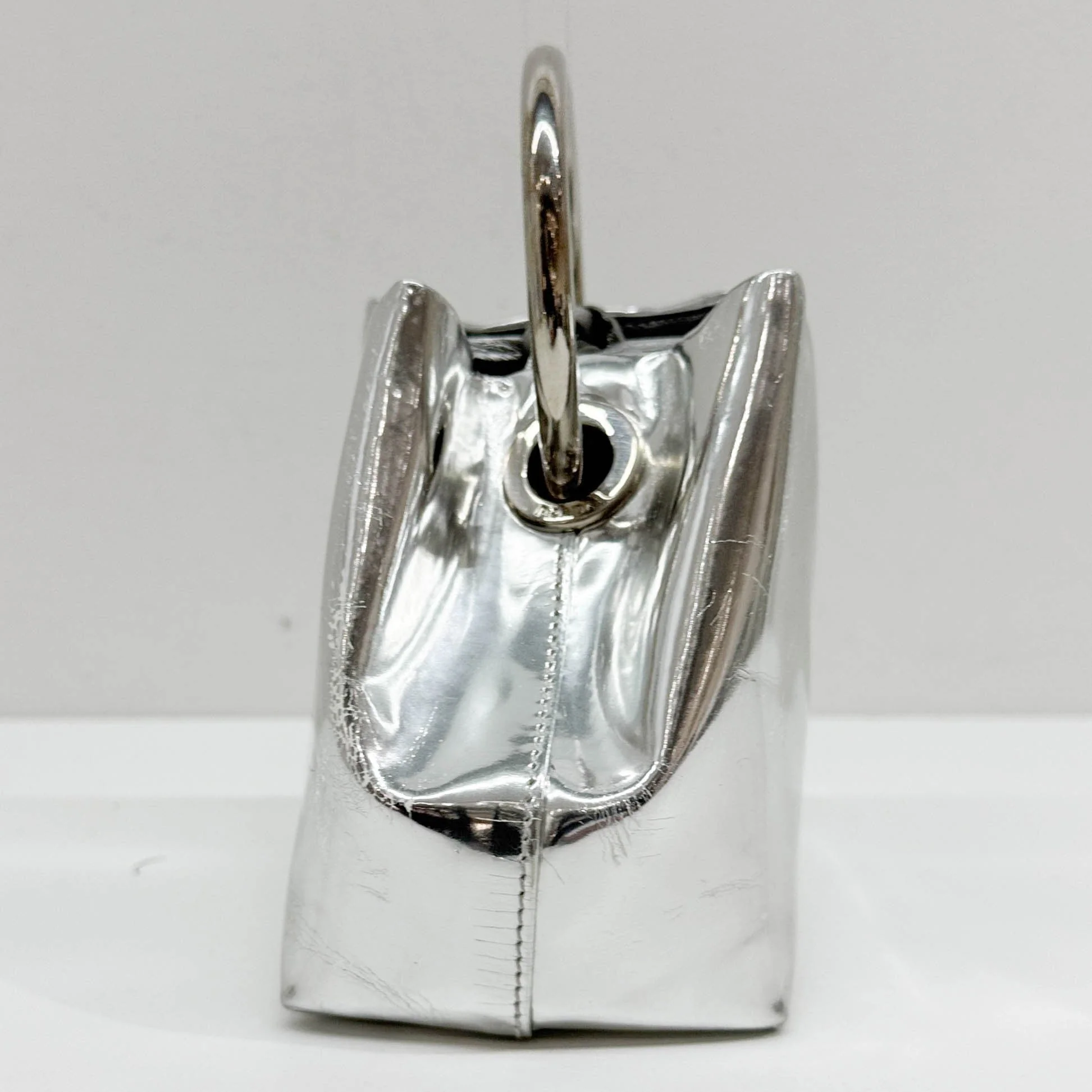 Silver Coated Leather Handle Bag - Image 5