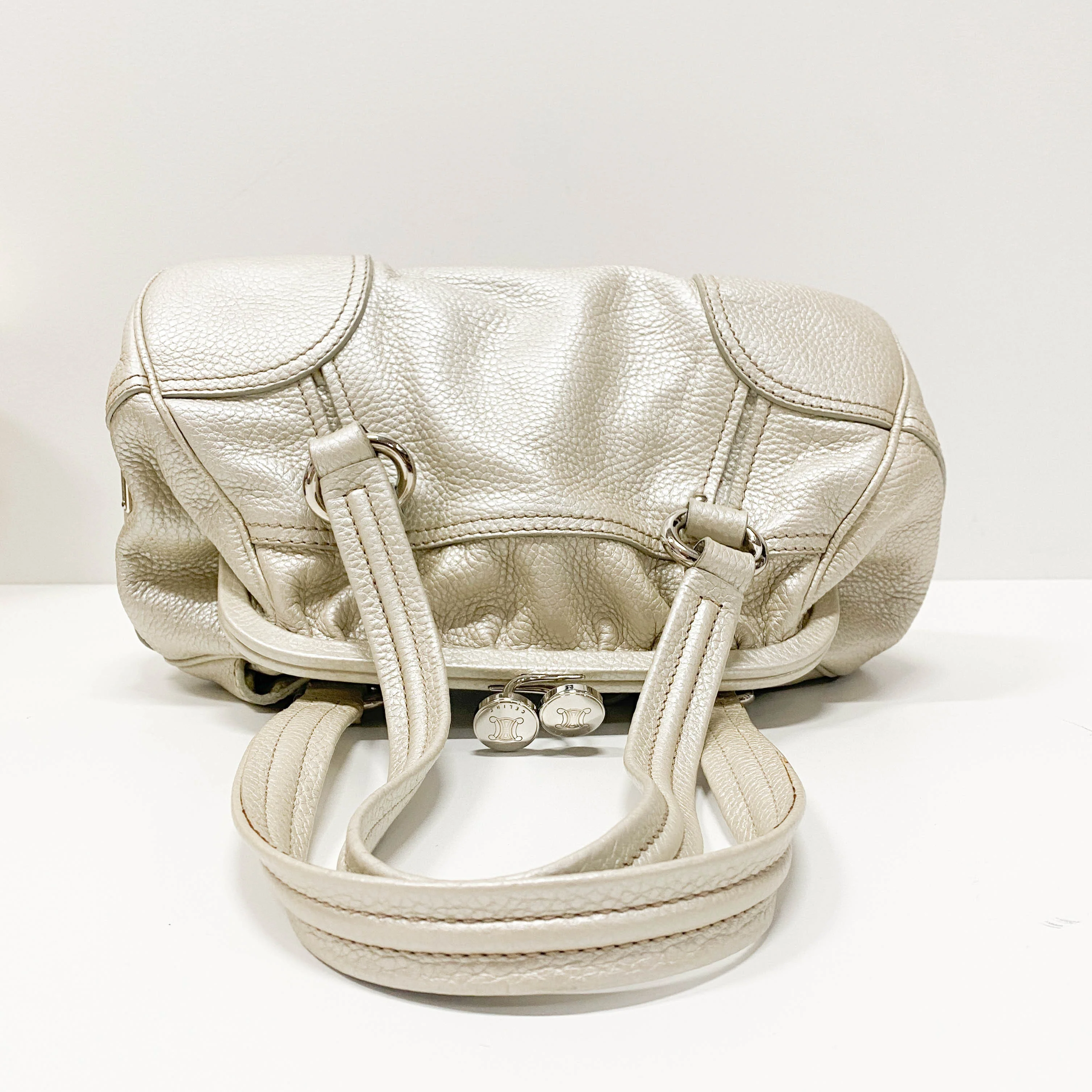 Silver Leather Clutch Shoulder Bag - Image 6