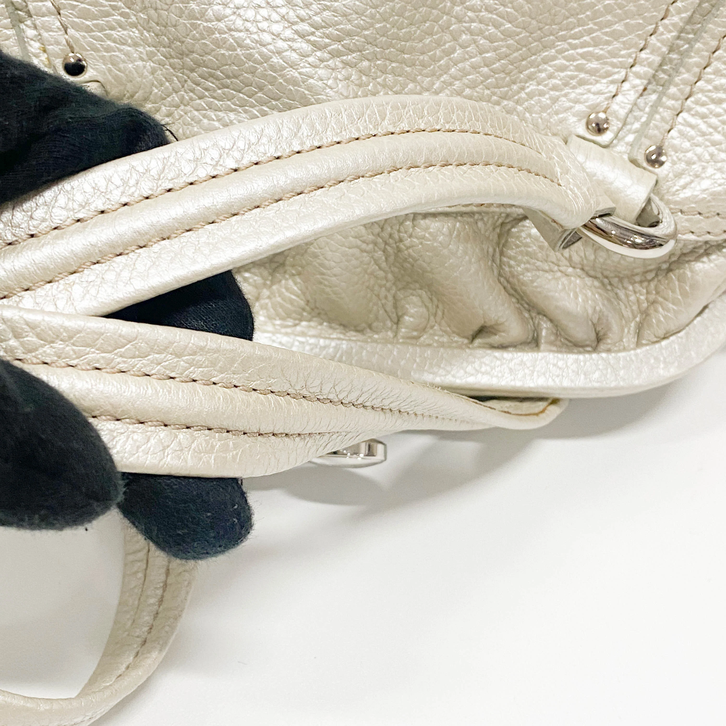 Silver Leather Clutch Shoulder Bag - Image 8